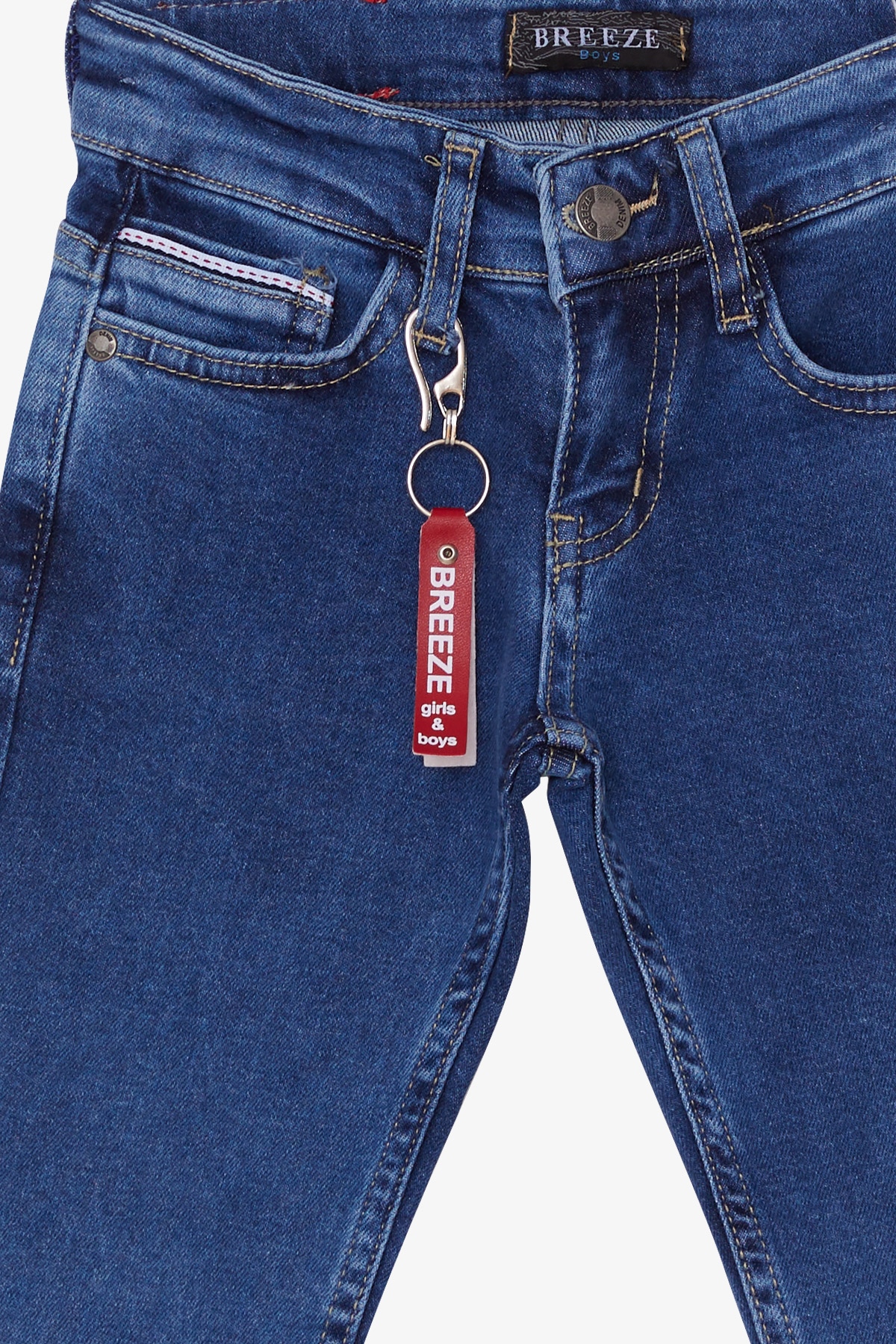 Breeze Erkek Çocuk Kot Pantolon Cepli Aksesuarlı Koyu Mavi (3-7 Yaş)