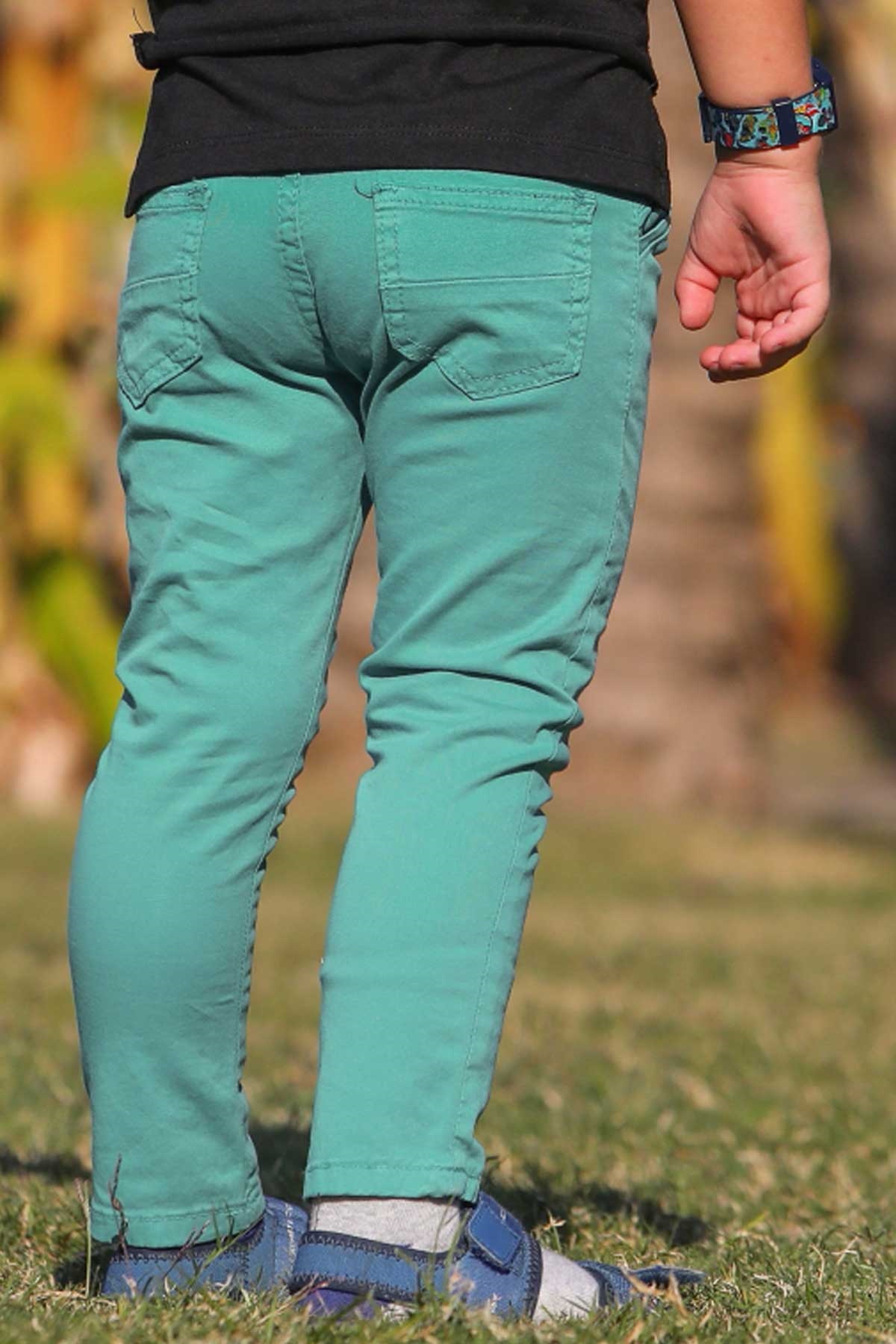 Breeze Erkek Çocuk Kot Pantolon Cepli Mint Yeşili (5 Yaş)