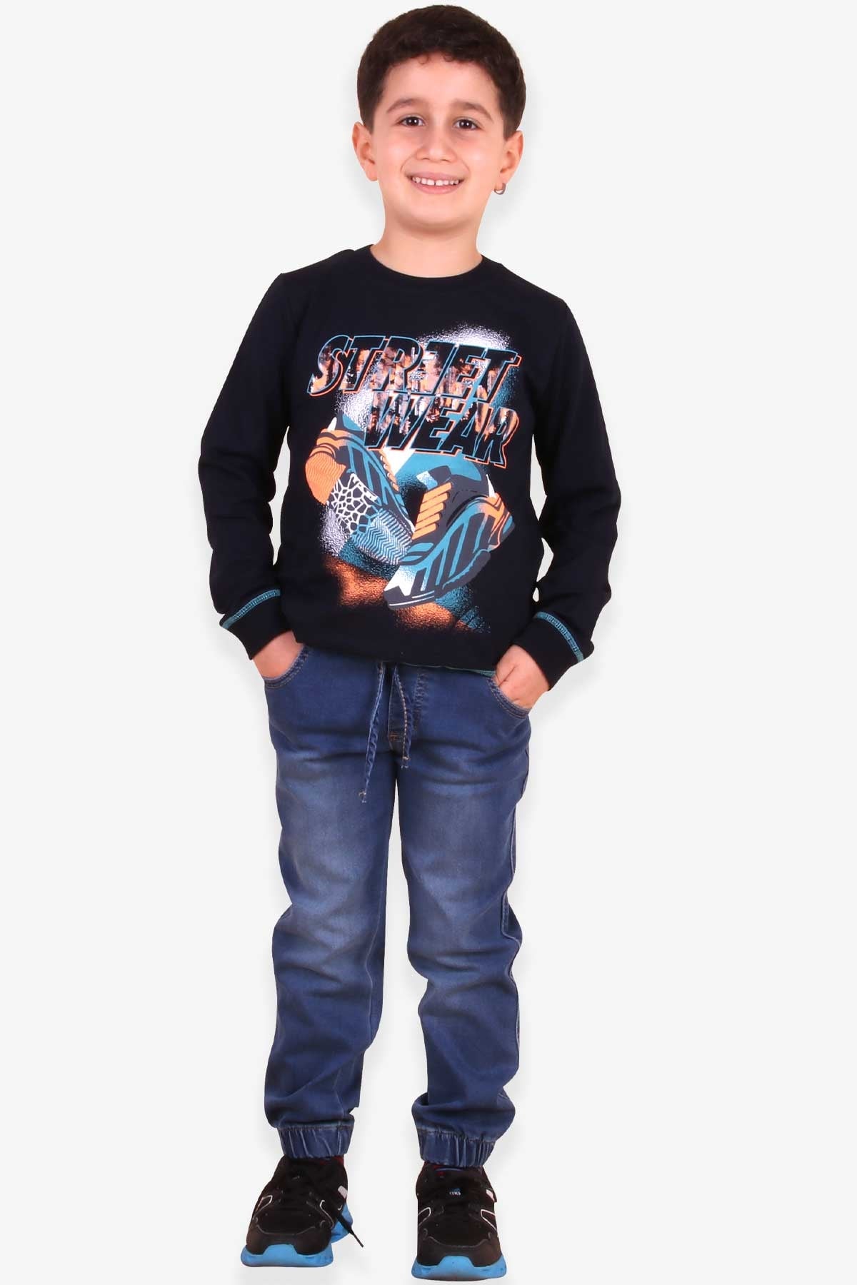 Breeze Erkek Çocuk Kot Pantolon Jogger Mavi (5-9 Yaş)