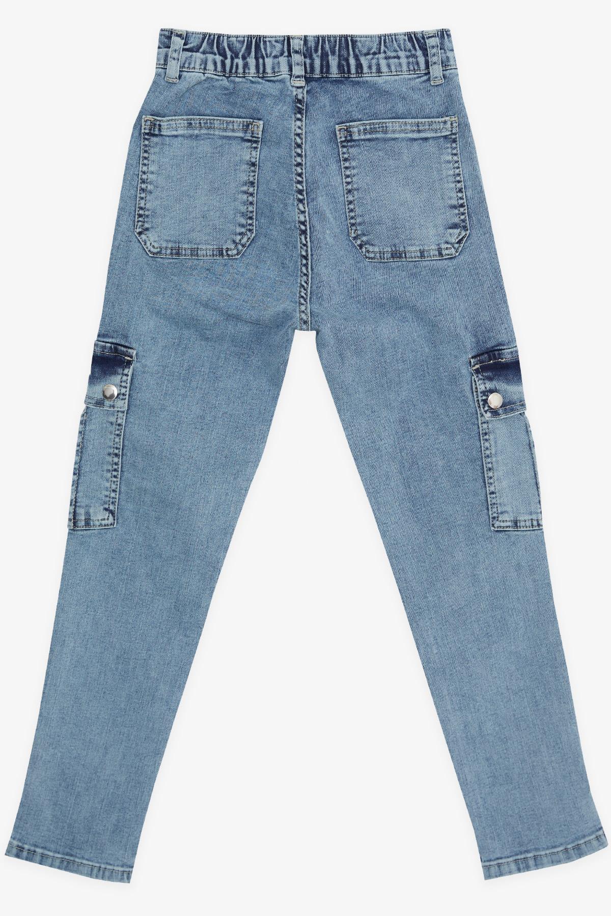 Breeze Erkek Çocuk Kot Pantolon Kargo Cepli Çıtçıtlı Mavi (10-14 Yaş)
