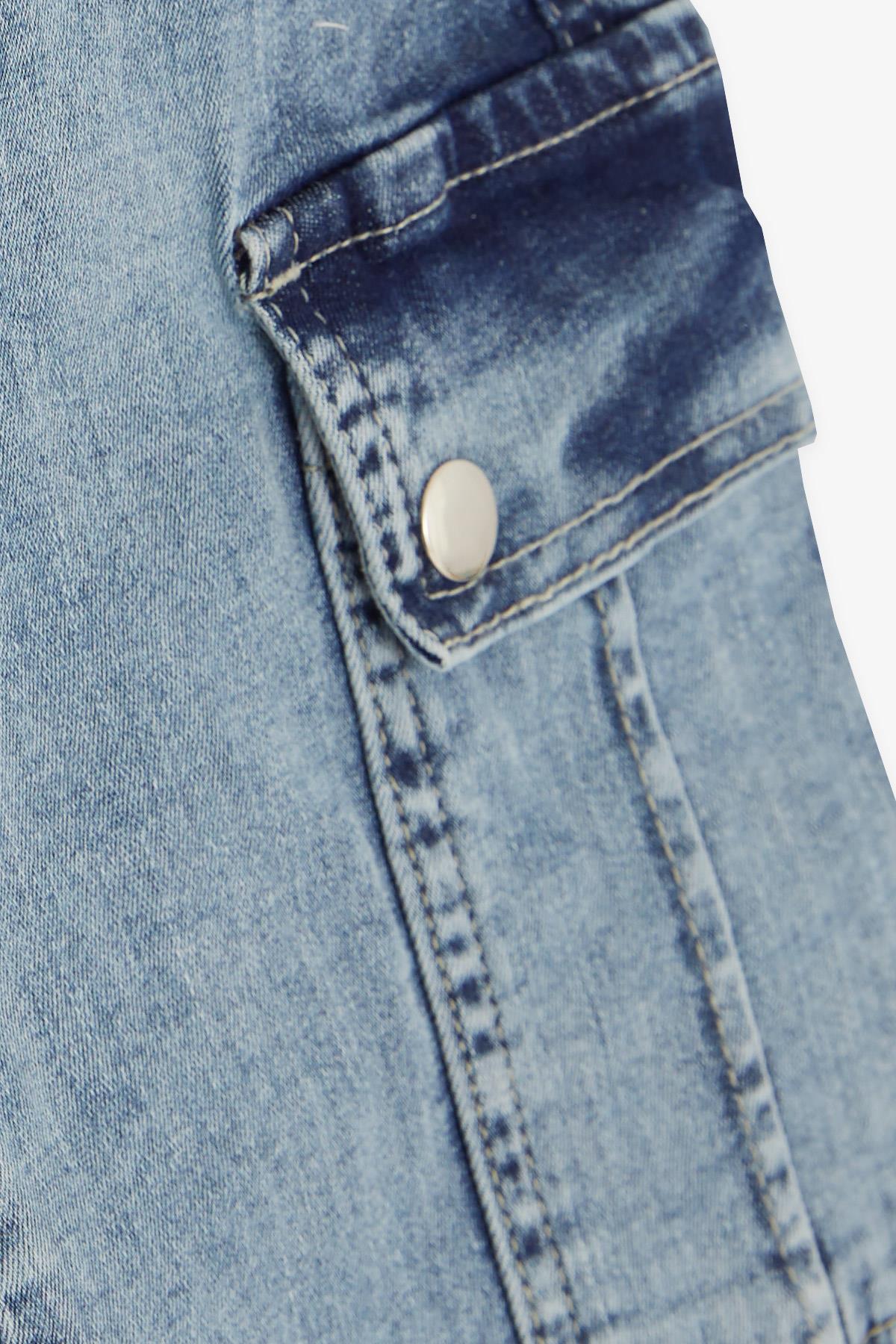 Breeze Erkek Çocuk Kot Pantolon Kargo Cepli Çıtçıtlı Mavi (10-14 Yaş)