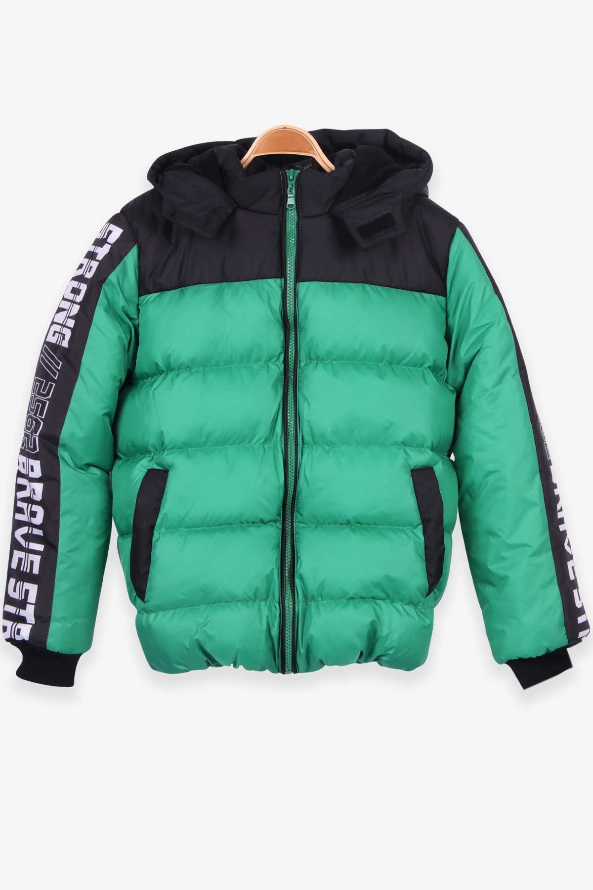 Breeze Erkek Çocuk Mont Kapüşonlu Yeşil (7-10 Yaş)