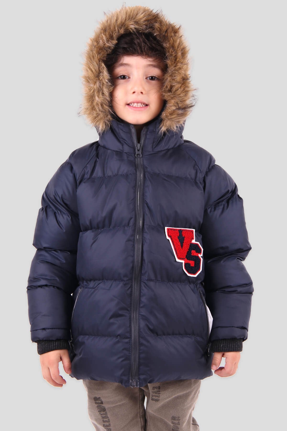 Breeze Erkek Çocuk Mont Kürklü Lacivert (2-5 Yaş)