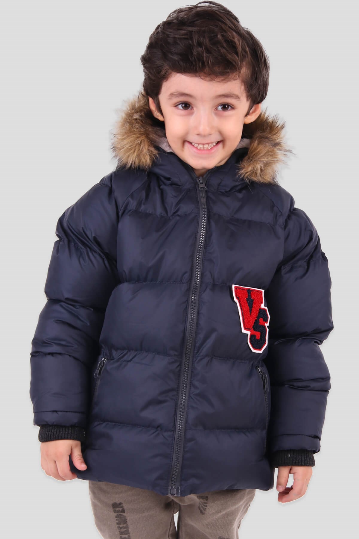 Breeze Erkek Çocuk Mont Kürklü Lacivert (2-5 Yaş)