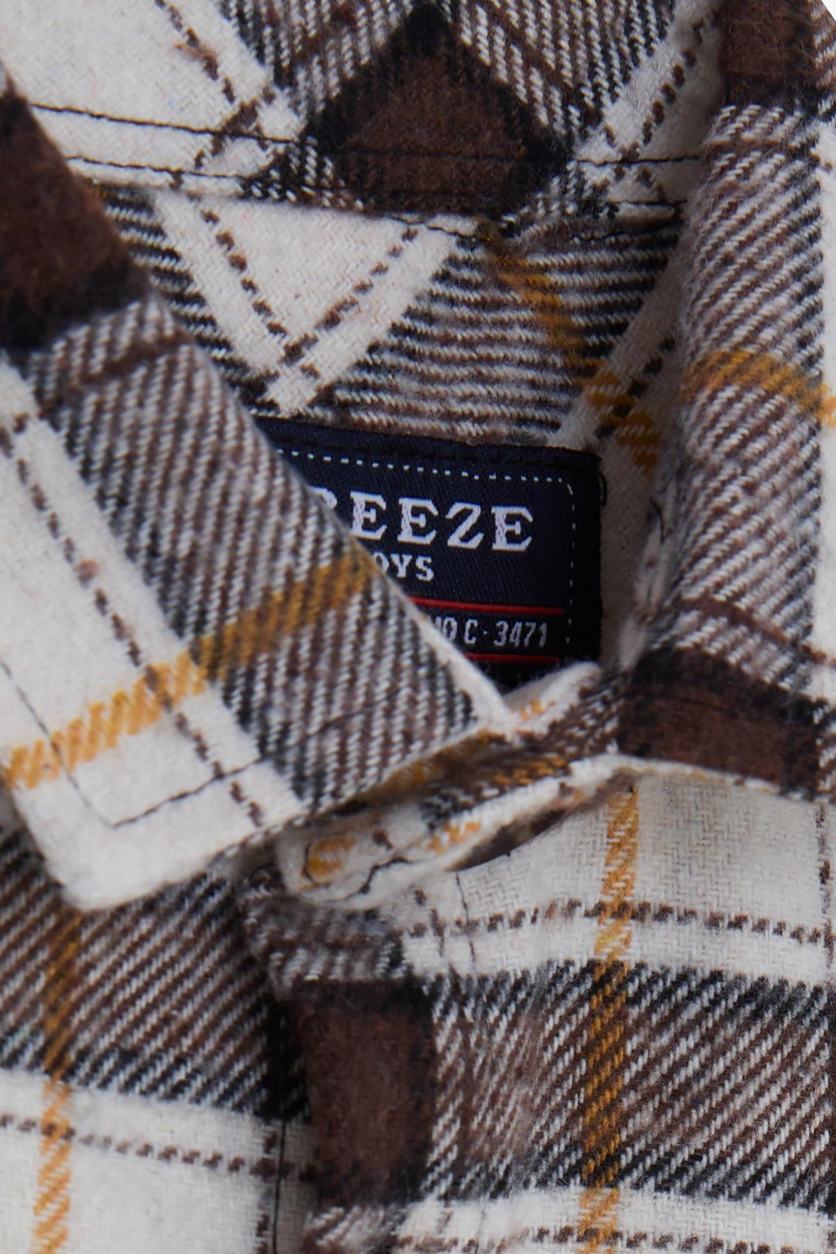 Breeze Erkek Çocuk Oduncu Gömlek Ekose Desenli Ekru (8-14 Yaş)