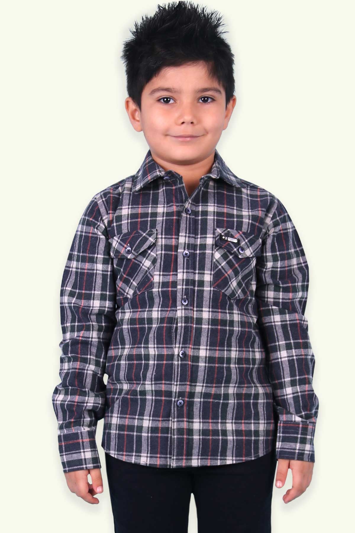 Breeze Erkek Çocuk Oduncu Gömlek Lacivert-Yeşil (6-10 Yaş)