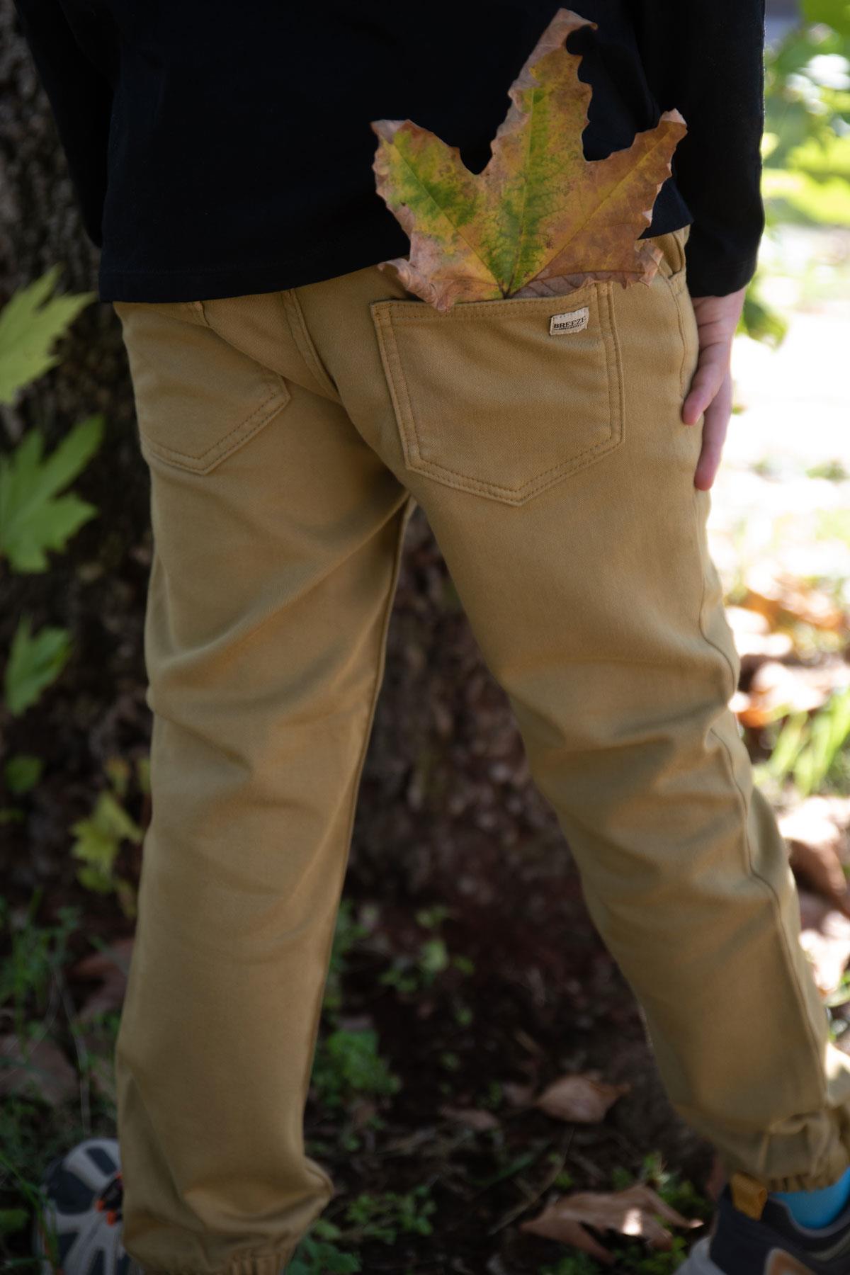 Breeze Erkek Çocuk Pantolon Bağcıklı Beli Paçası Lastikli Haki Yeşil (6-10 Yaş)