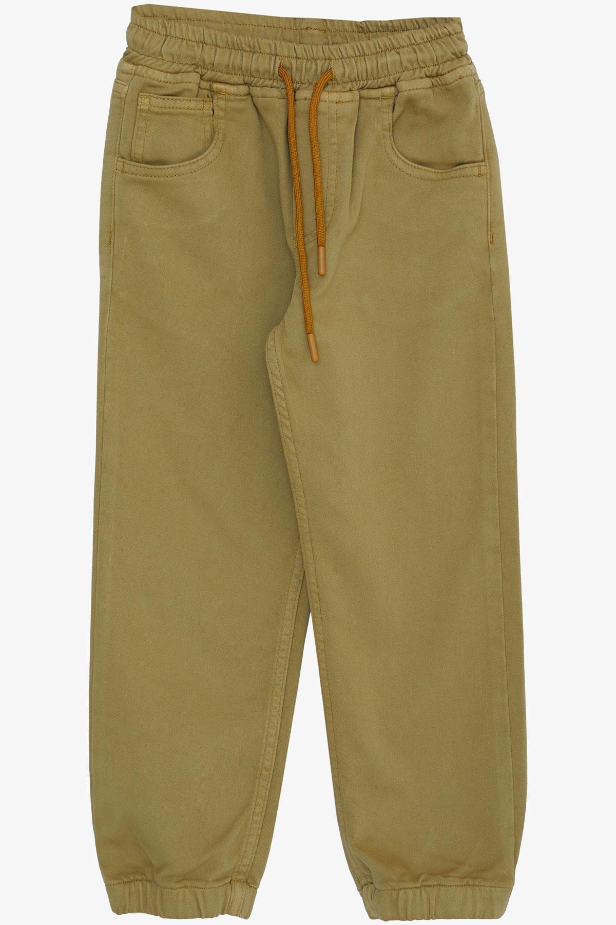 Breeze Erkek Çocuk Pantolon Bağcıklı Beli Paçası Lastikli Haki Yeşil (6-10 Yaş)