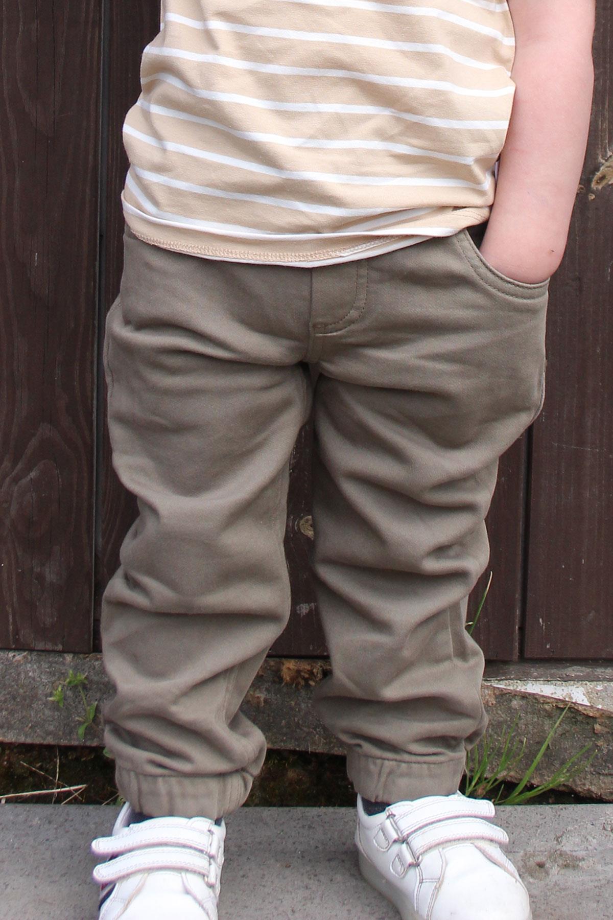 Breeze Erkek Çocuk Pantolon Bağcıklı Beli Paçası Lastikli Koyu Haki Yeşil (1.5-5 Yaş)