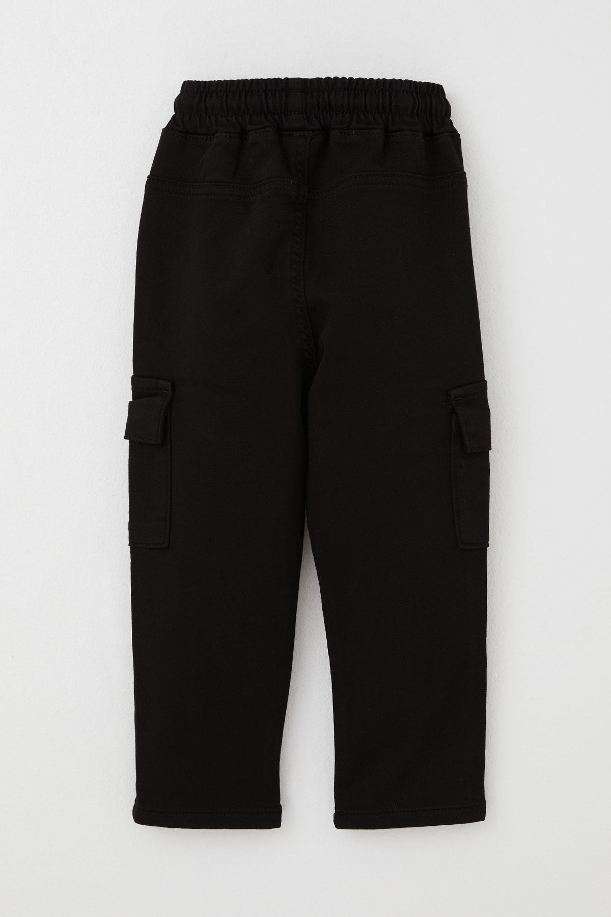 Breeze Erkek Çocuk Pantolon Kargo Cepli Beli Lastikli Siyah (1.5-5 Yaş)