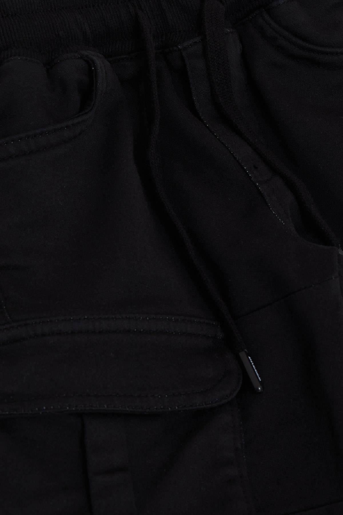 Breeze Erkek Çocuk Pantolon Kargo Cepli Beli Lastikli Siyah (3-7 Yaş)