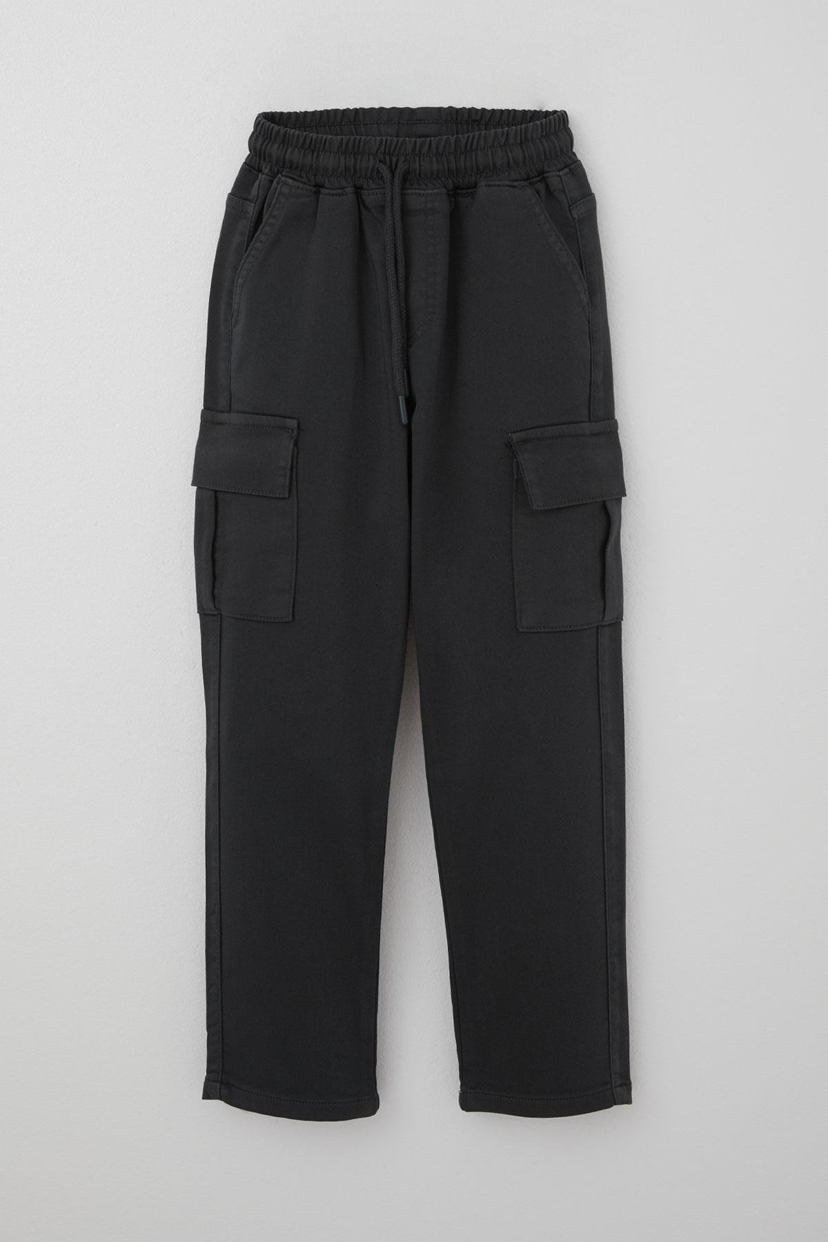 Breeze Erkek Çocuk Pantolon Kargo Cepli Beli Lastikli Füme (6-10 Yaş)