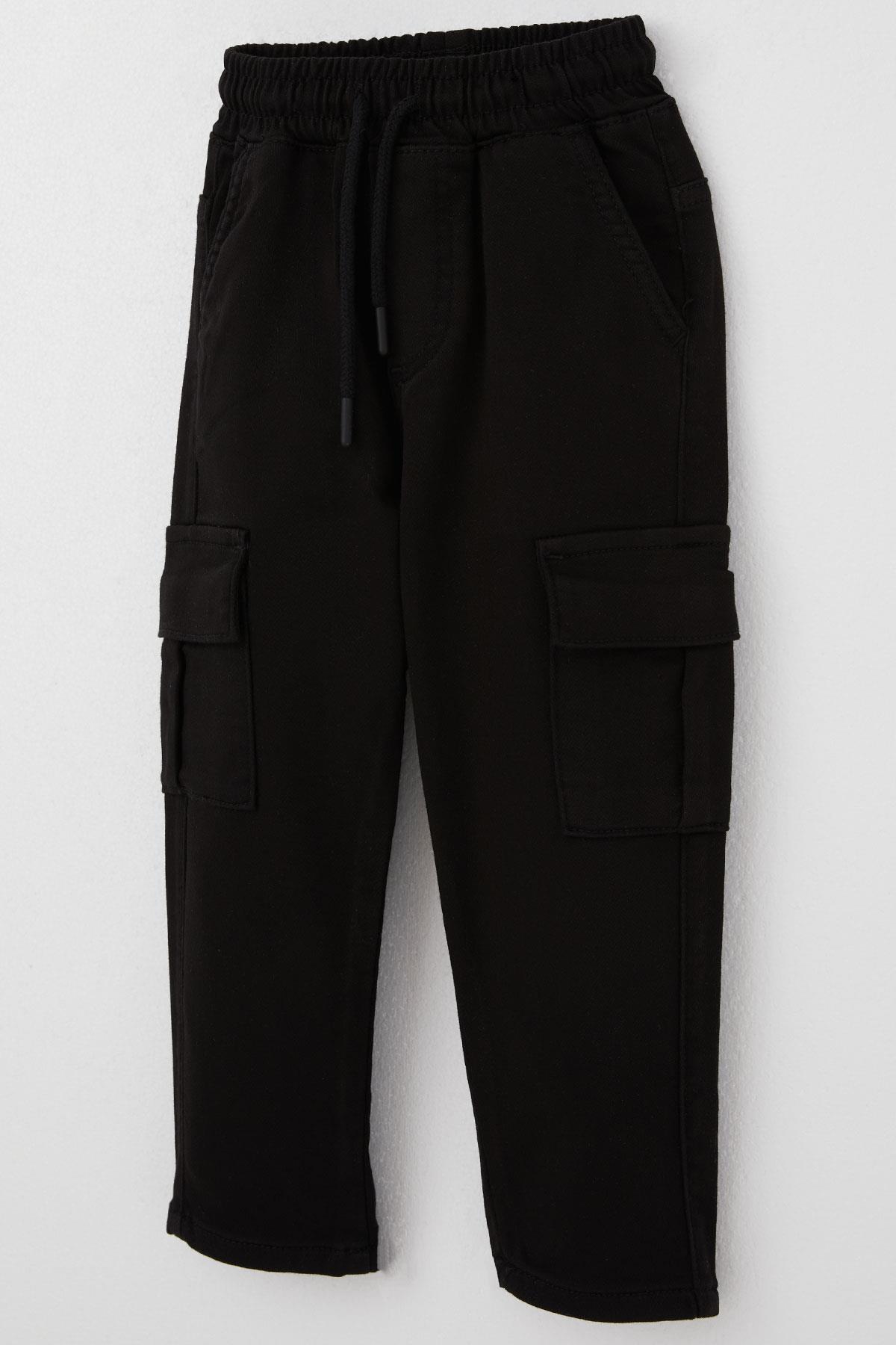 Breeze Erkek Çocuk Pantolon Kargo Cepli Beli Lastikli Siyah (1.5-5 Yaş)