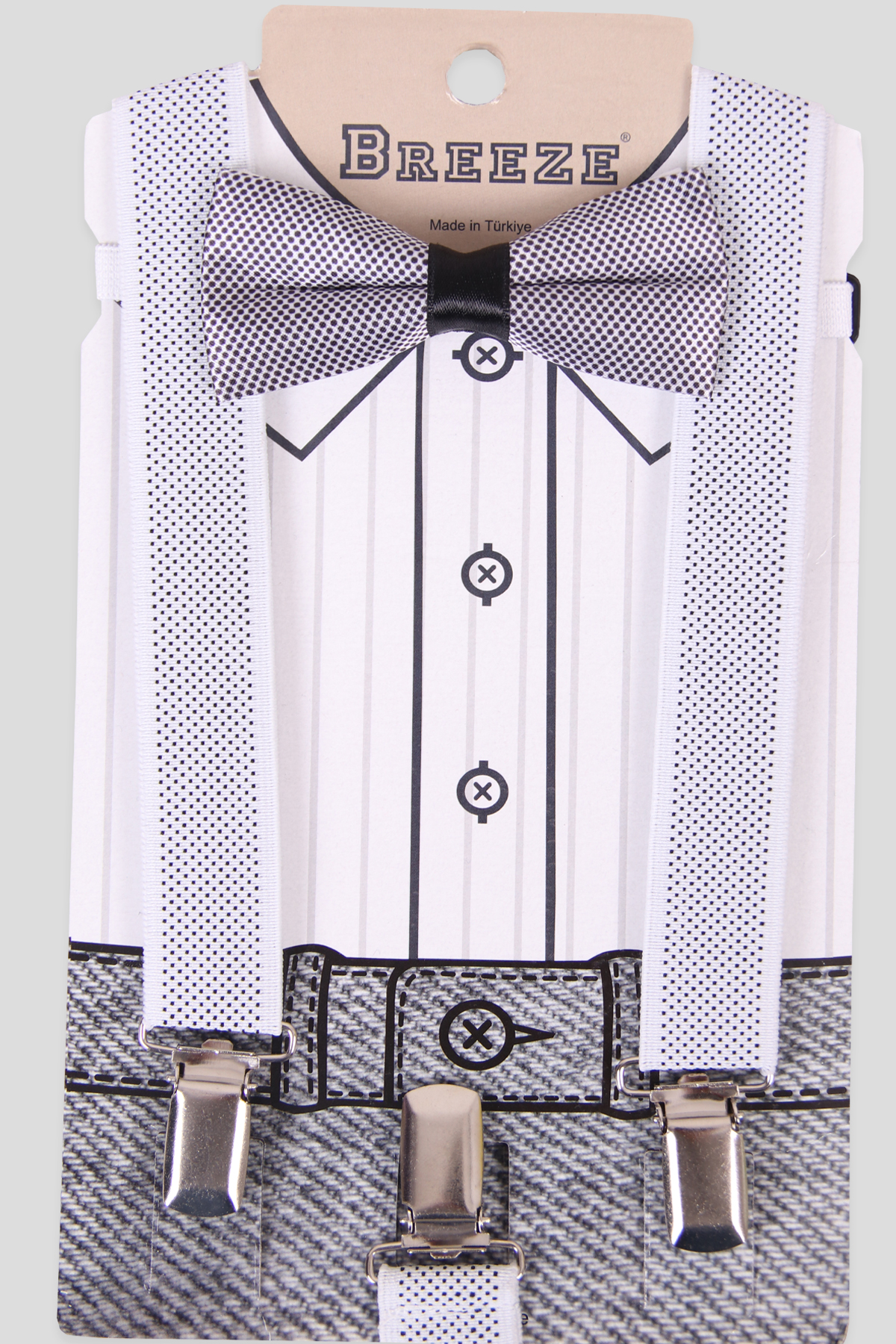 Breeze Erkek Çocuk Papyonlu Pantolon Askısı Beyaz (Standart)
