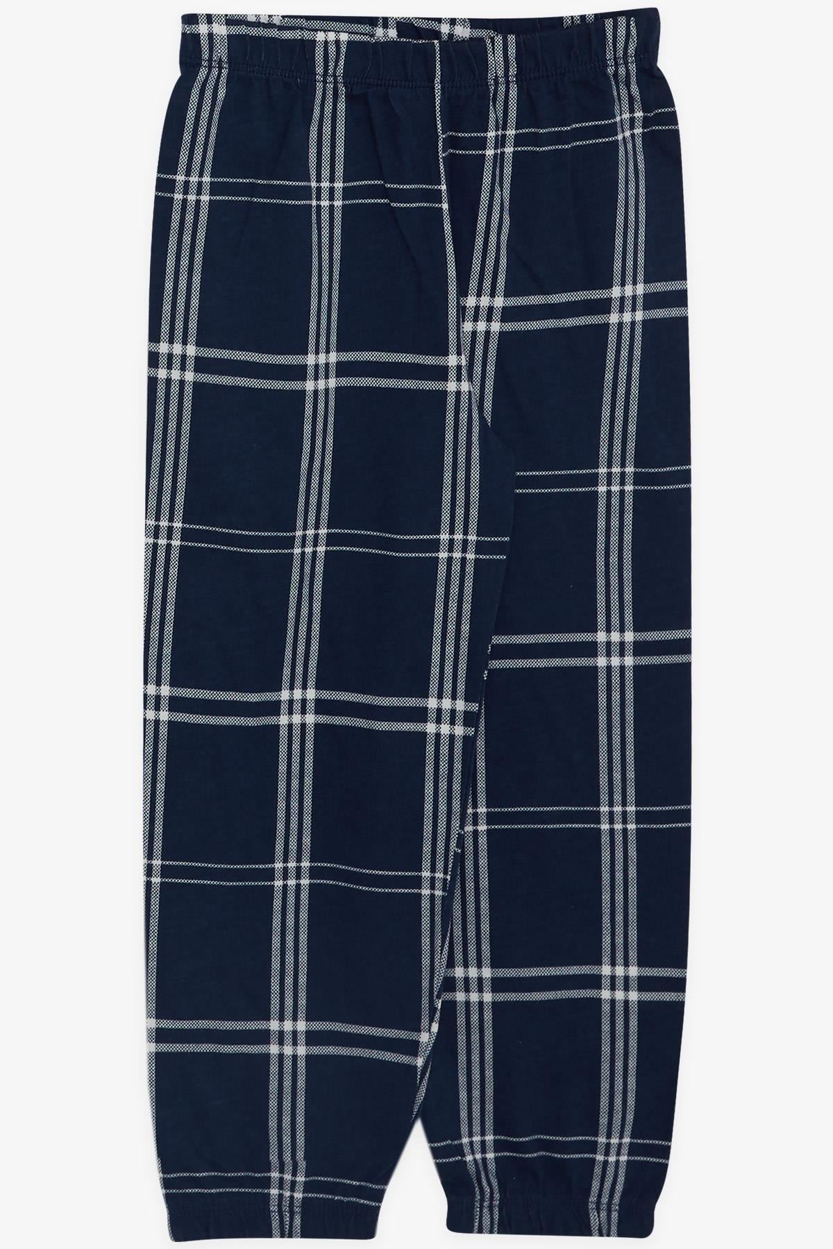 Breeze Erkek Çocuk Pijama Takım Kare Desenlİ Lacivert (4-8 Yaş)