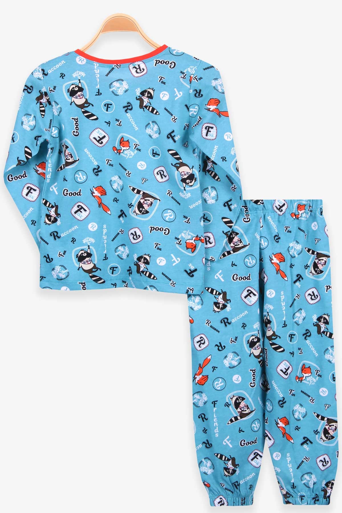 Breeze Erkek Çocuk Pijama Takım Rakun Desenli Açık Mavi (4-8 Yaş)