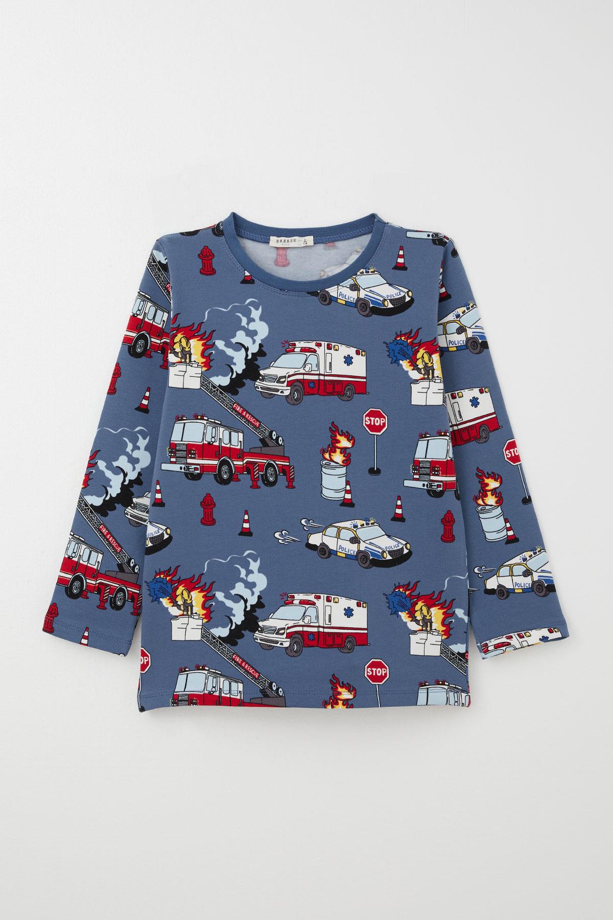 Breeze Erkek Çocuk Pijama Takımı Acil Durum Kahramanlar Ekibi Desenli İndigo (4-8 Yaş)
