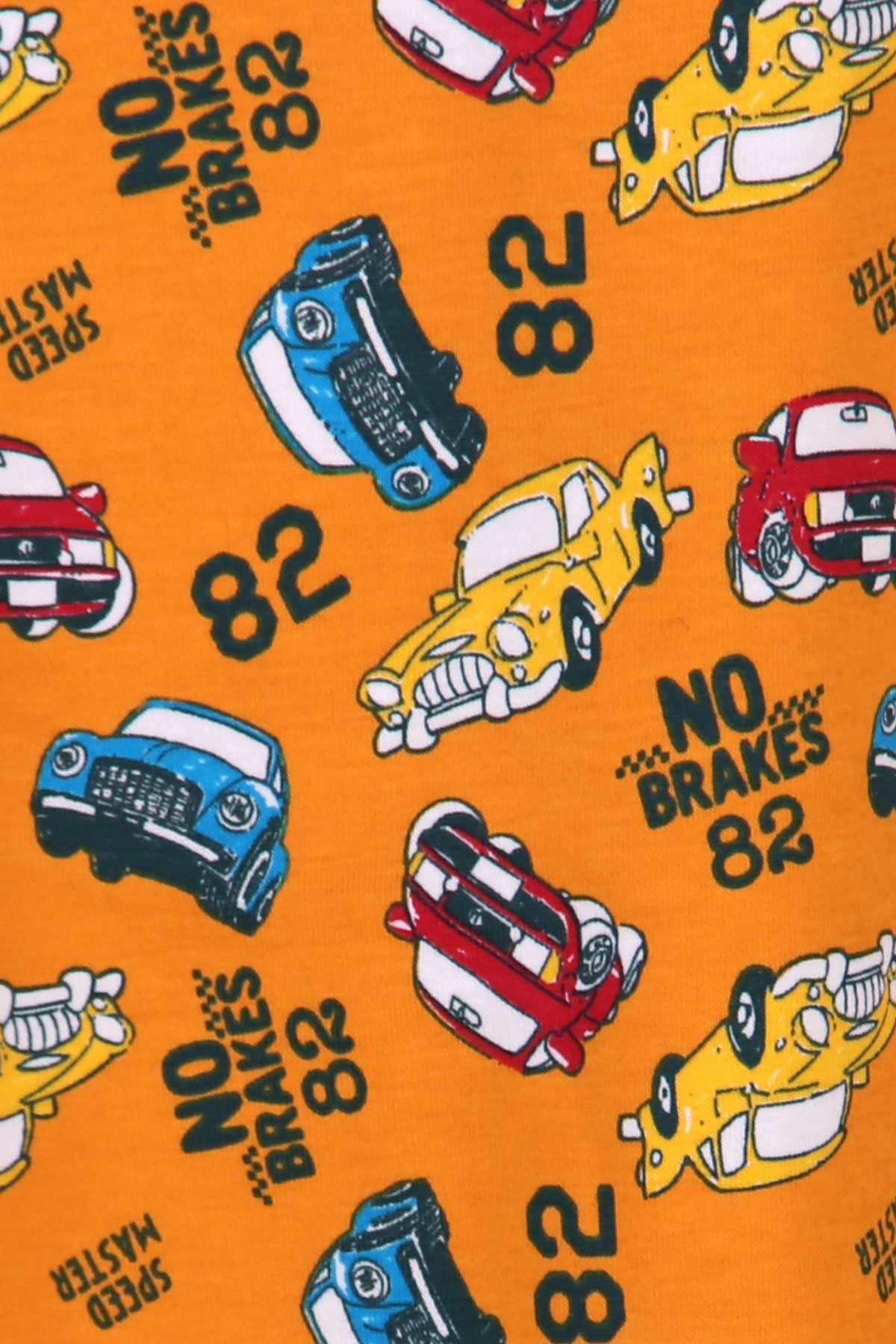 Breeze Erkek Çocuk Pijama Takımı Arabalı Hardal Sarı (6-10 Yaş)