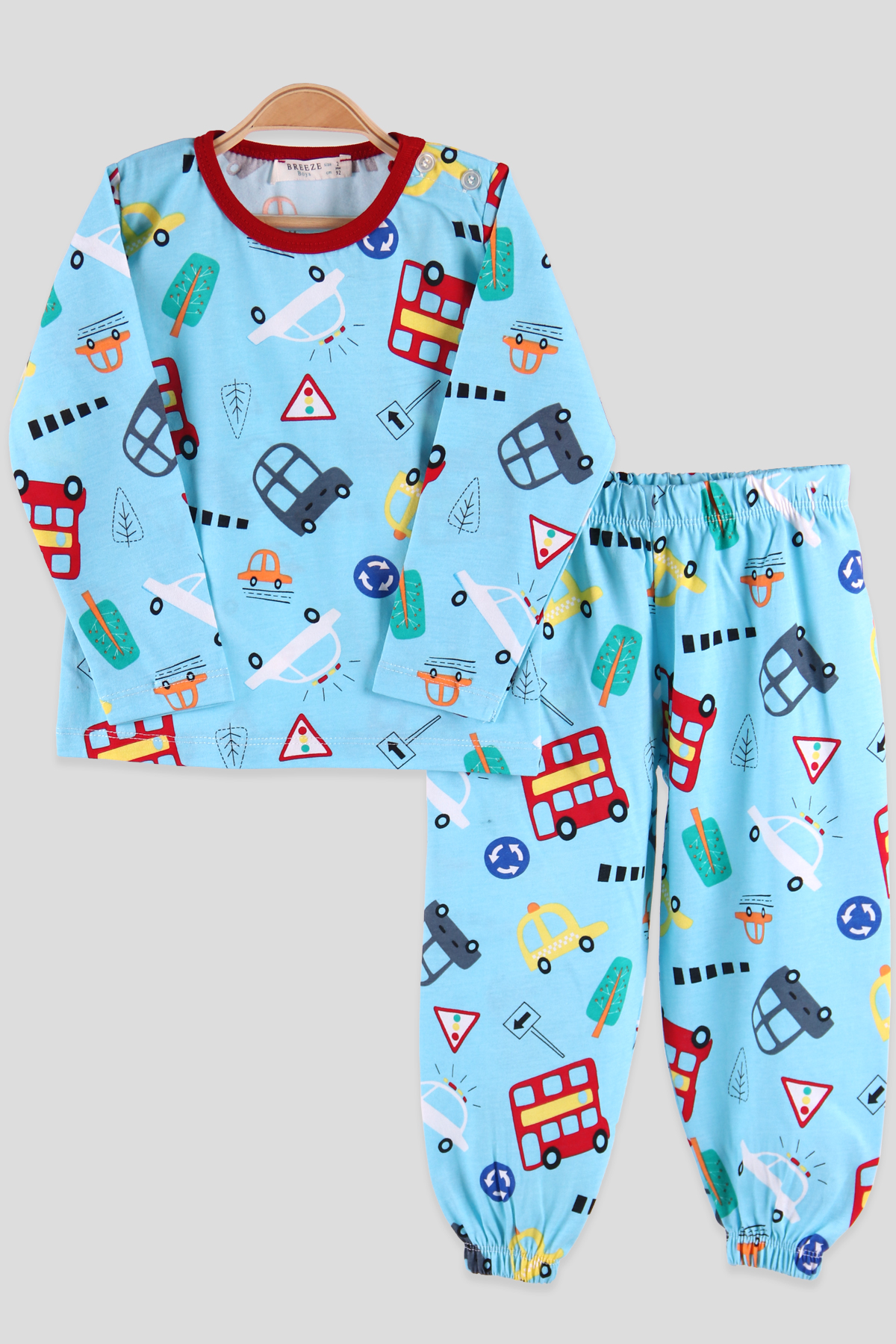 Breeze Erkek Çocuk Pijama Takımı Arabalı Turkuaz (2-6 Yaş)