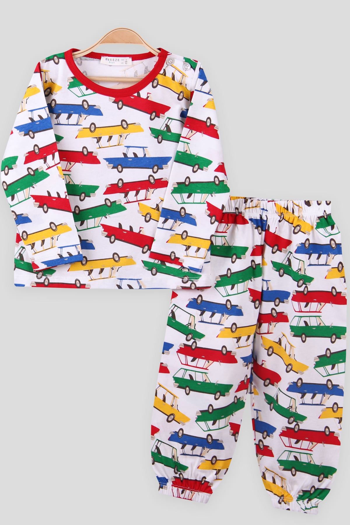 Breeze Erkek Çocuk Pijama Takımı Arabalı Kırmızı (2-6 Yaş)