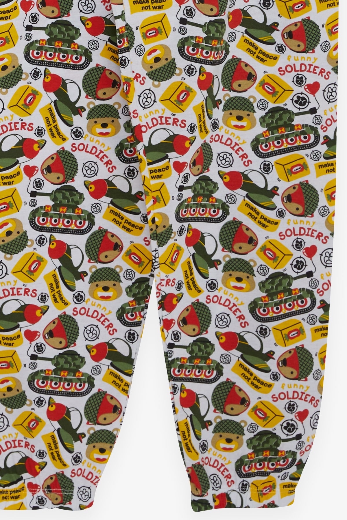 Breeze Erkek Çocuk Pijama Takımı Asker Temalı Beyaz (4-8 Yaş)