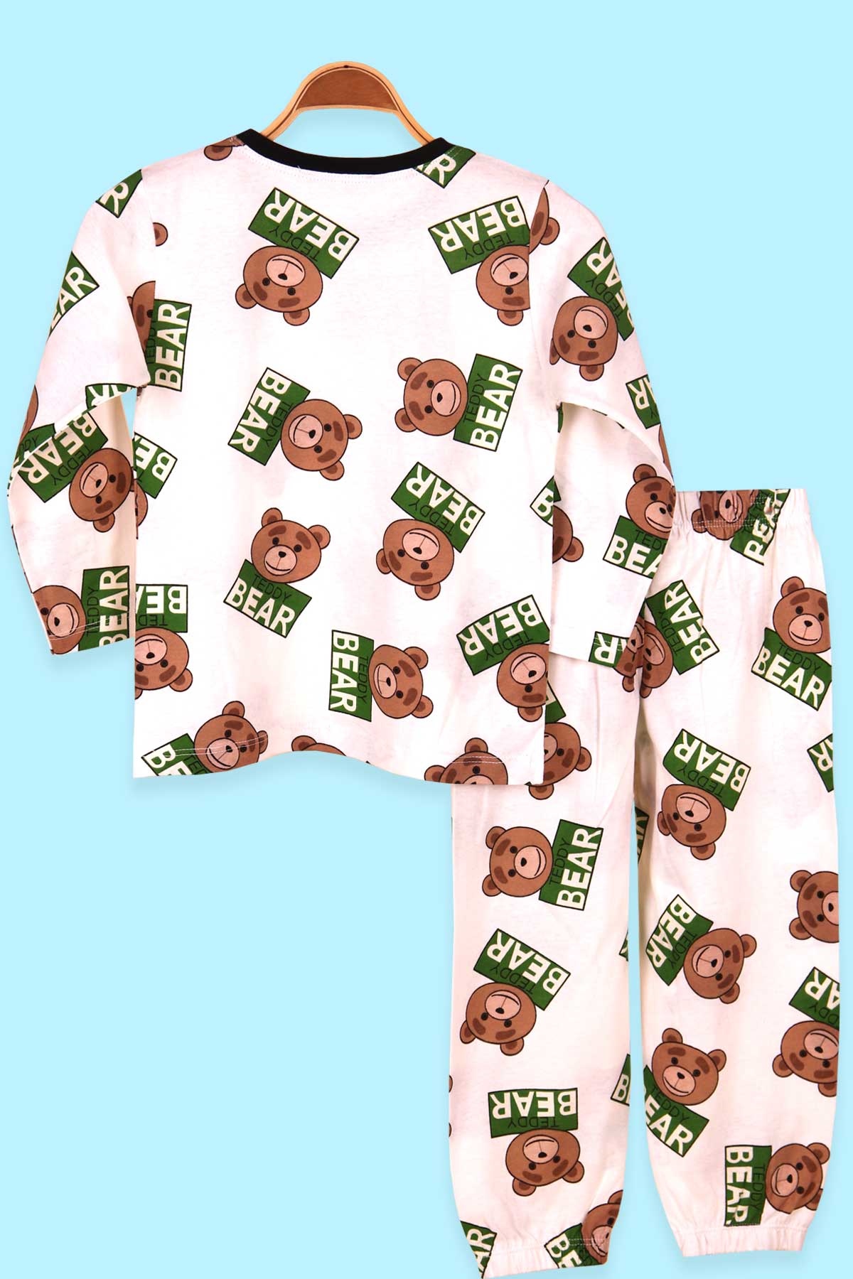 Breeze Erkek Çocuk Pijama Takımı Ayıcıklı Ekru (4-8 Yaş)
