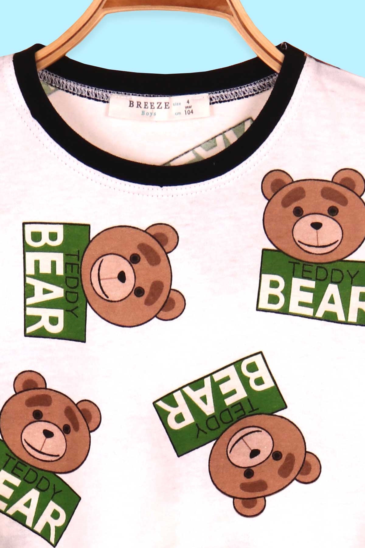 Breeze Erkek Çocuk Pijama Takımı Ayıcıklı Ekru (4-8 Yaş)
