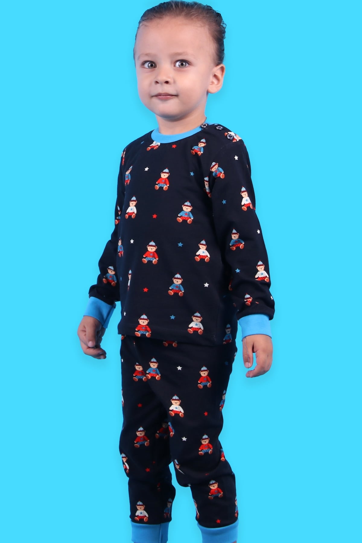 Breeze Erkek Çocuk Pijama Takımı Ayıcıklı Mavi (1.5-5 Yaş)