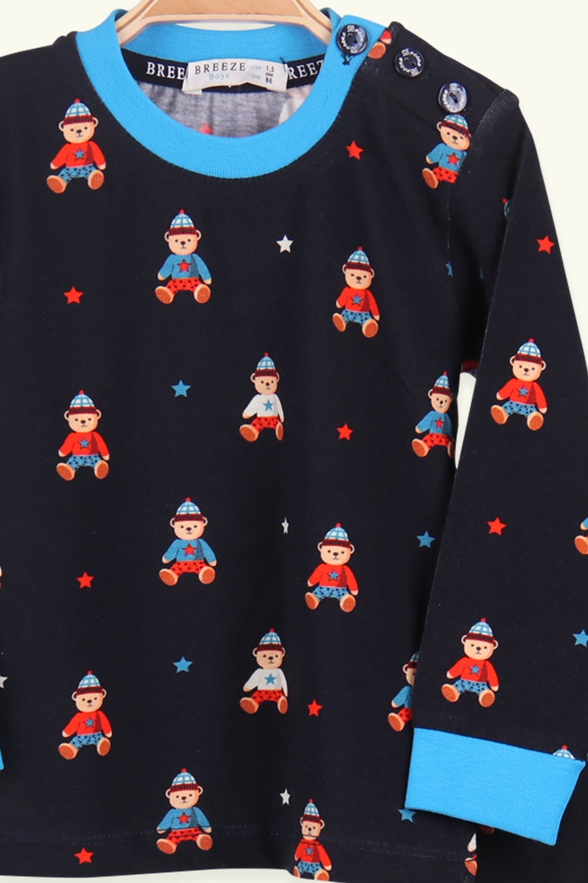 Breeze Erkek Çocuk Pijama Takımı Ayıcıklı Mavi (1.5-5 Yaş)