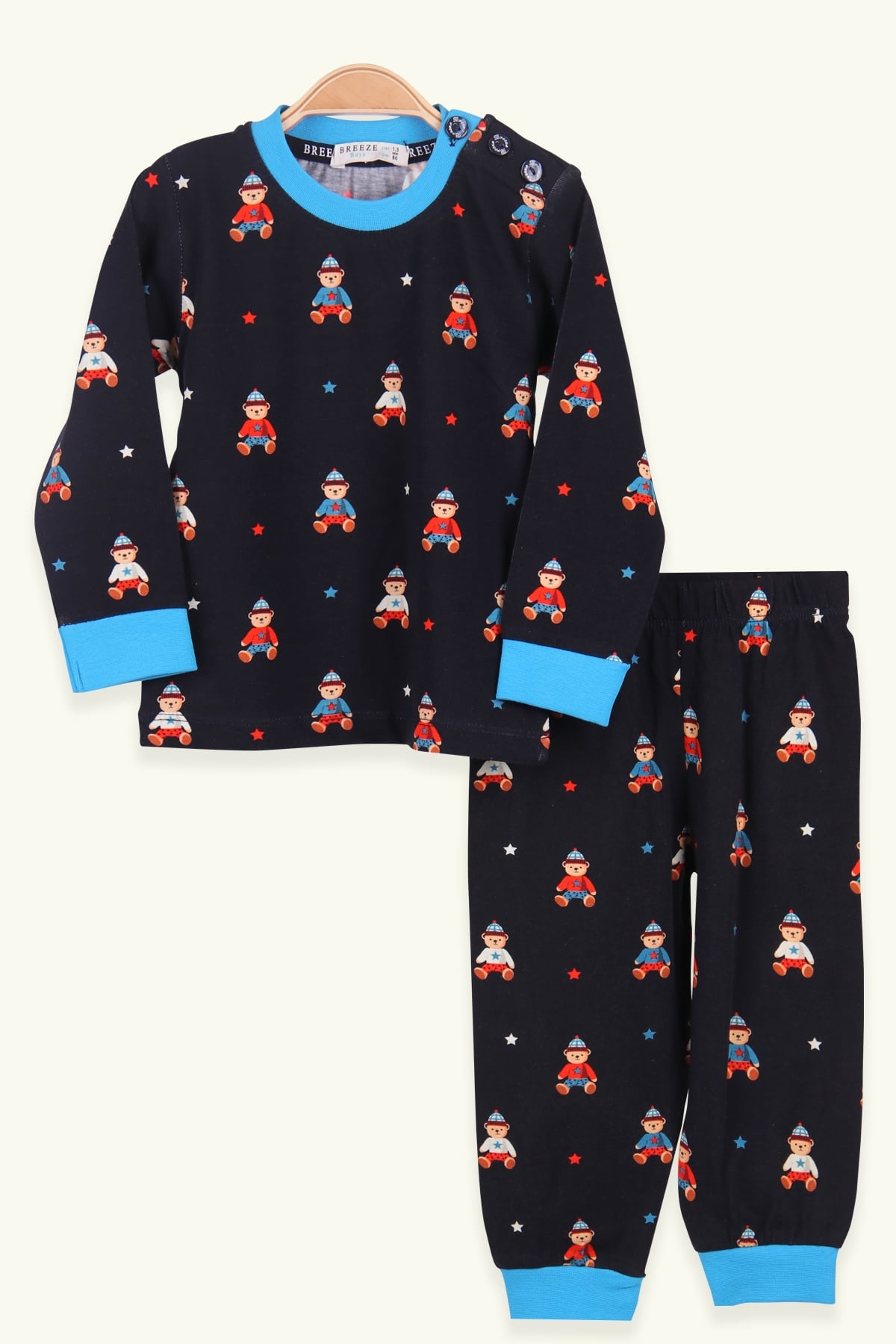 Breeze Erkek Çocuk Pijama Takımı Ayıcıklı Mavi (1.5-5 Yaş)