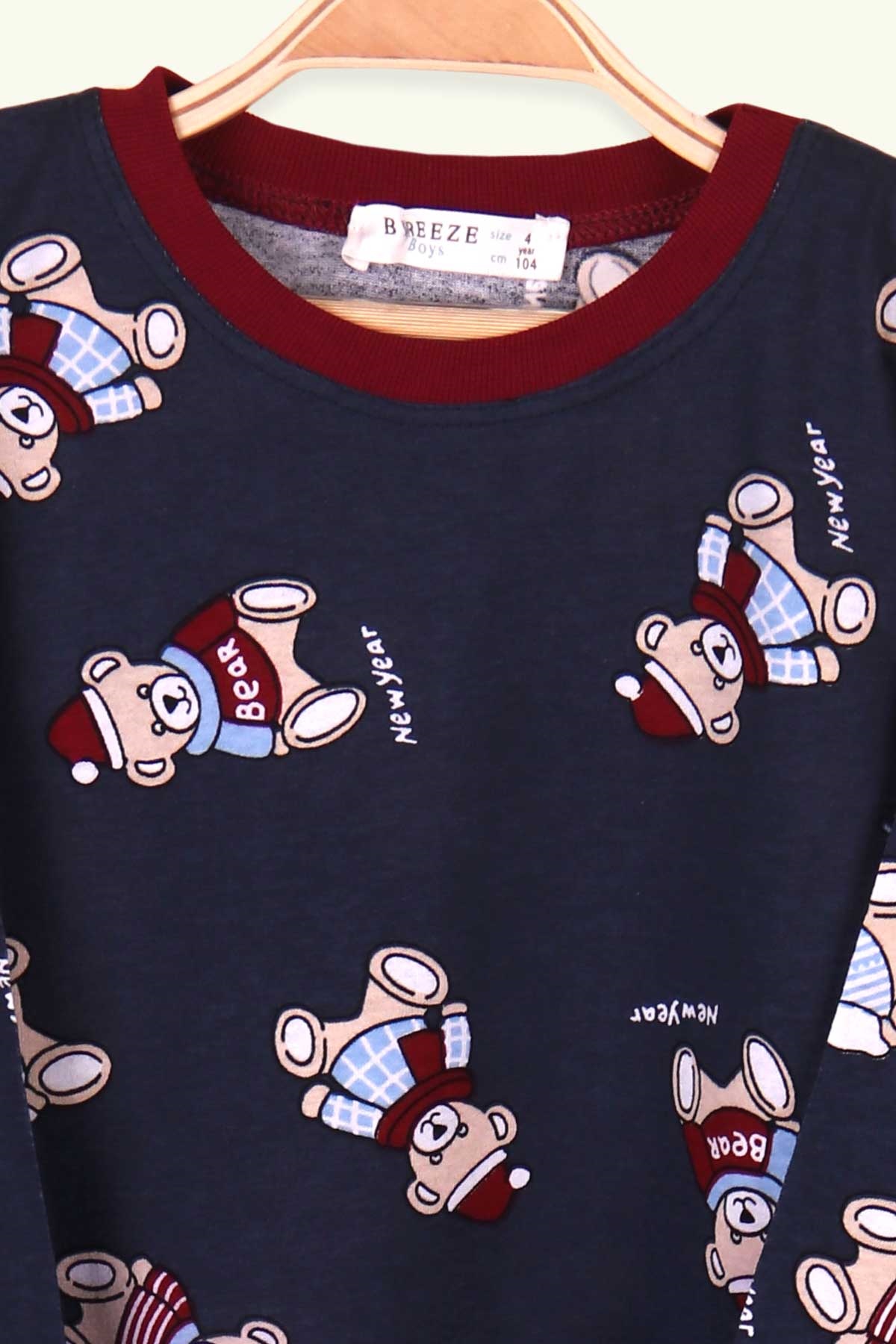 Breeze Erkek Çocuk Pijama Takımı Ayıcıklı Koyu Mavi (4-8 Yaş)