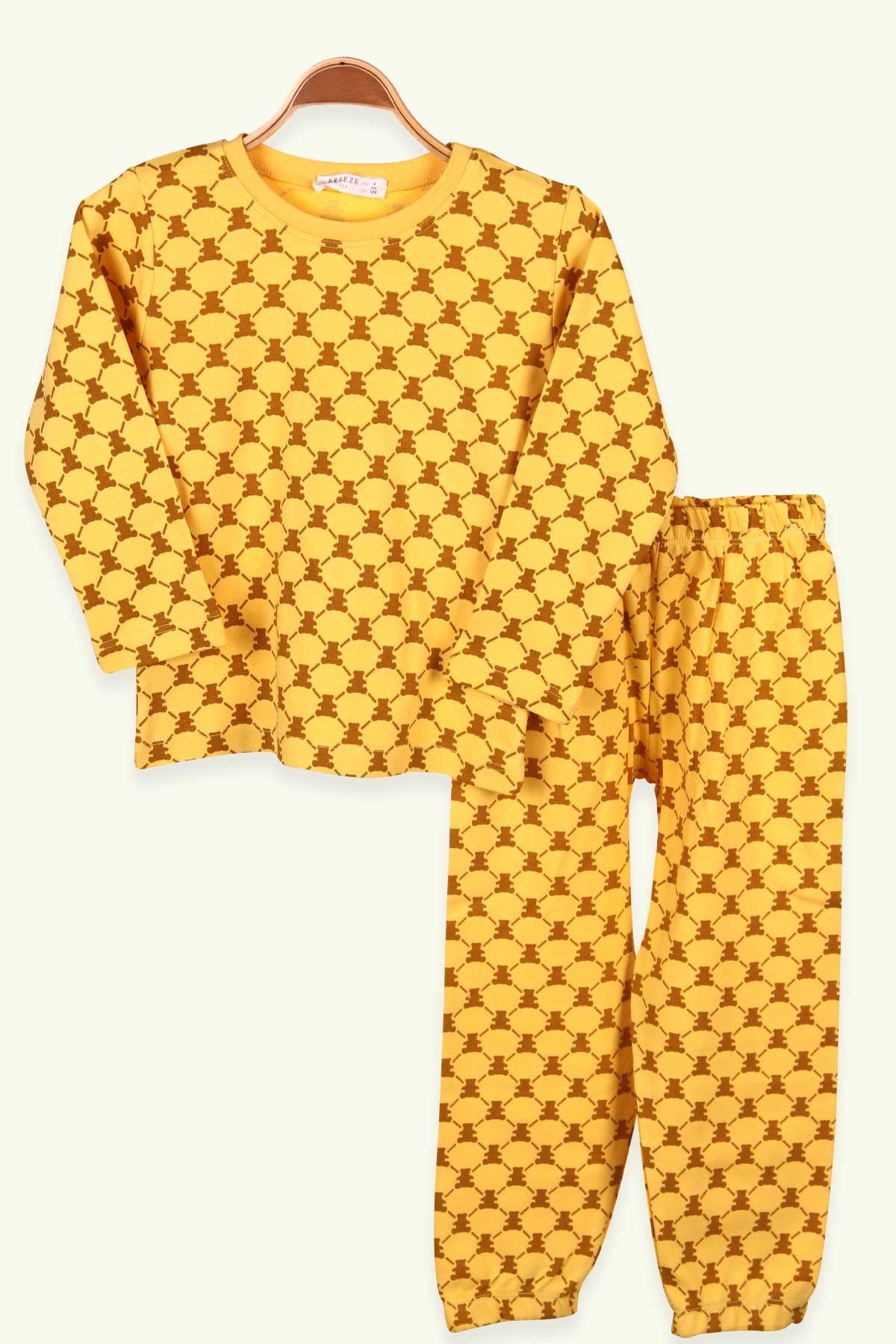 Breeze Erkek Çocuk Pijama Takımı Ayıcıklı Sarı (4-8 Yaş)