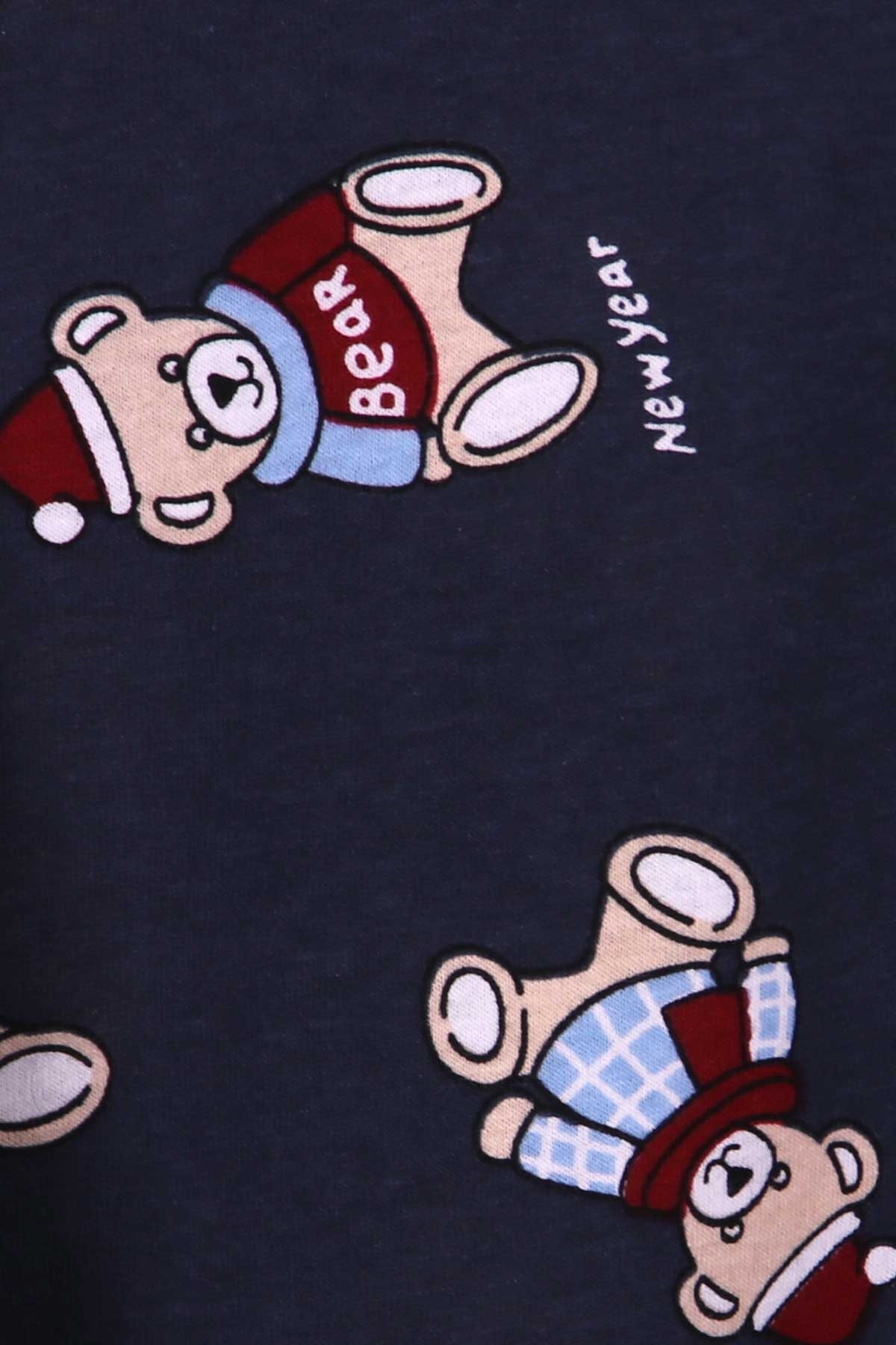 Breeze Erkek Çocuk Pijama Takımı Ayıcıklı Koyu Mavi (4-8 Yaş)