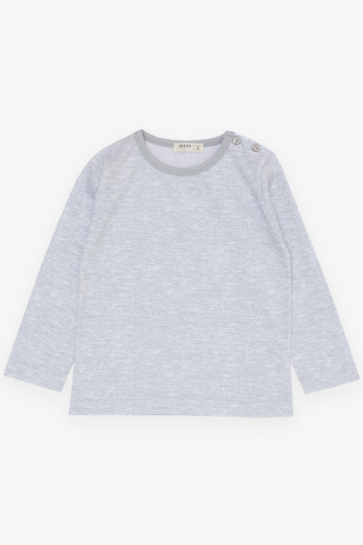 Breeze Erkek Çocuk Pijama Takımı Basic Açık Gri Melanj (1-3 Yaş)