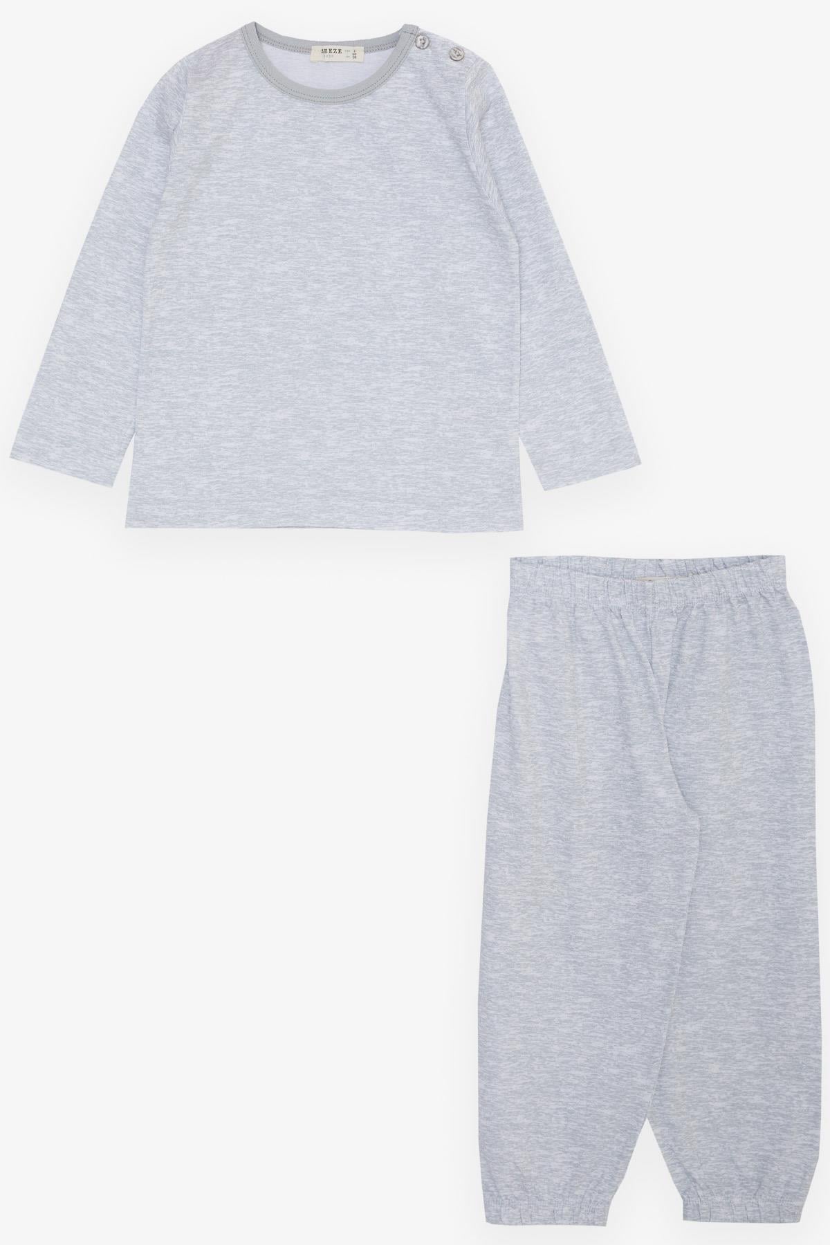 Breeze Erkek Çocuk Pijama Takımı Basic Açık Gri Melanj (1-3 Yaş)