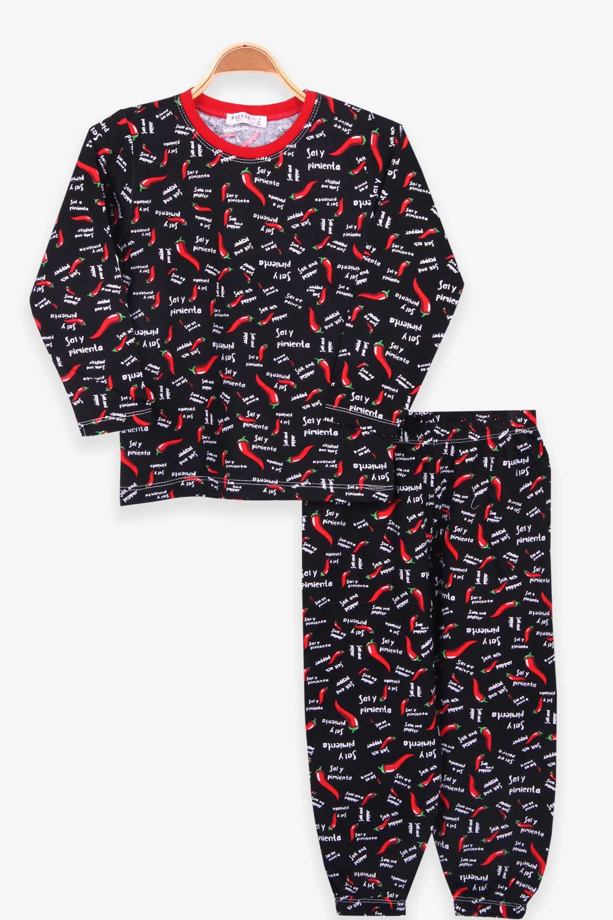 Breeze Erkek Çocuk Pijama Takımı Biberli Siyah (4-8 Yaş)
