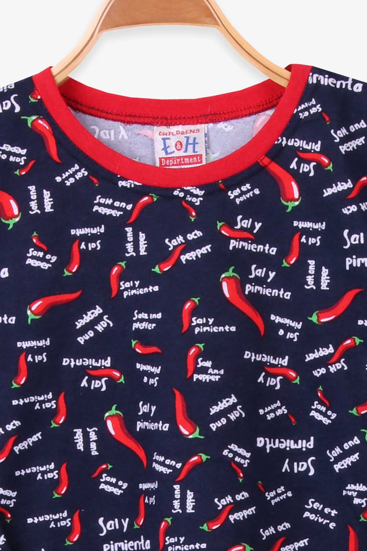 Breeze Erkek Çocuk Pijama Takımı Biber Desenli Lacivert (4-8 Yaş)