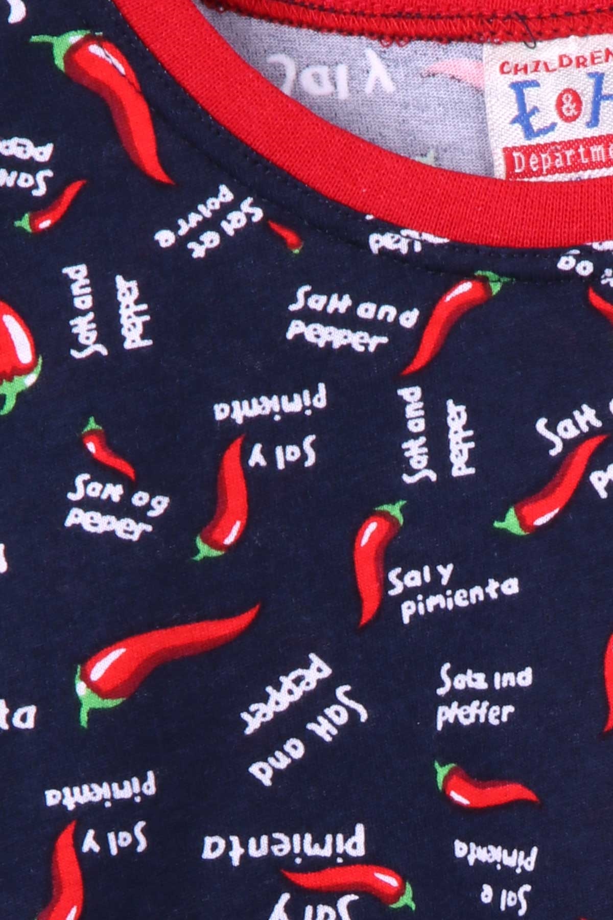 Breeze Erkek Çocuk Pijama Takımı Biber Desenli Lacivert (4-8 Yaş)