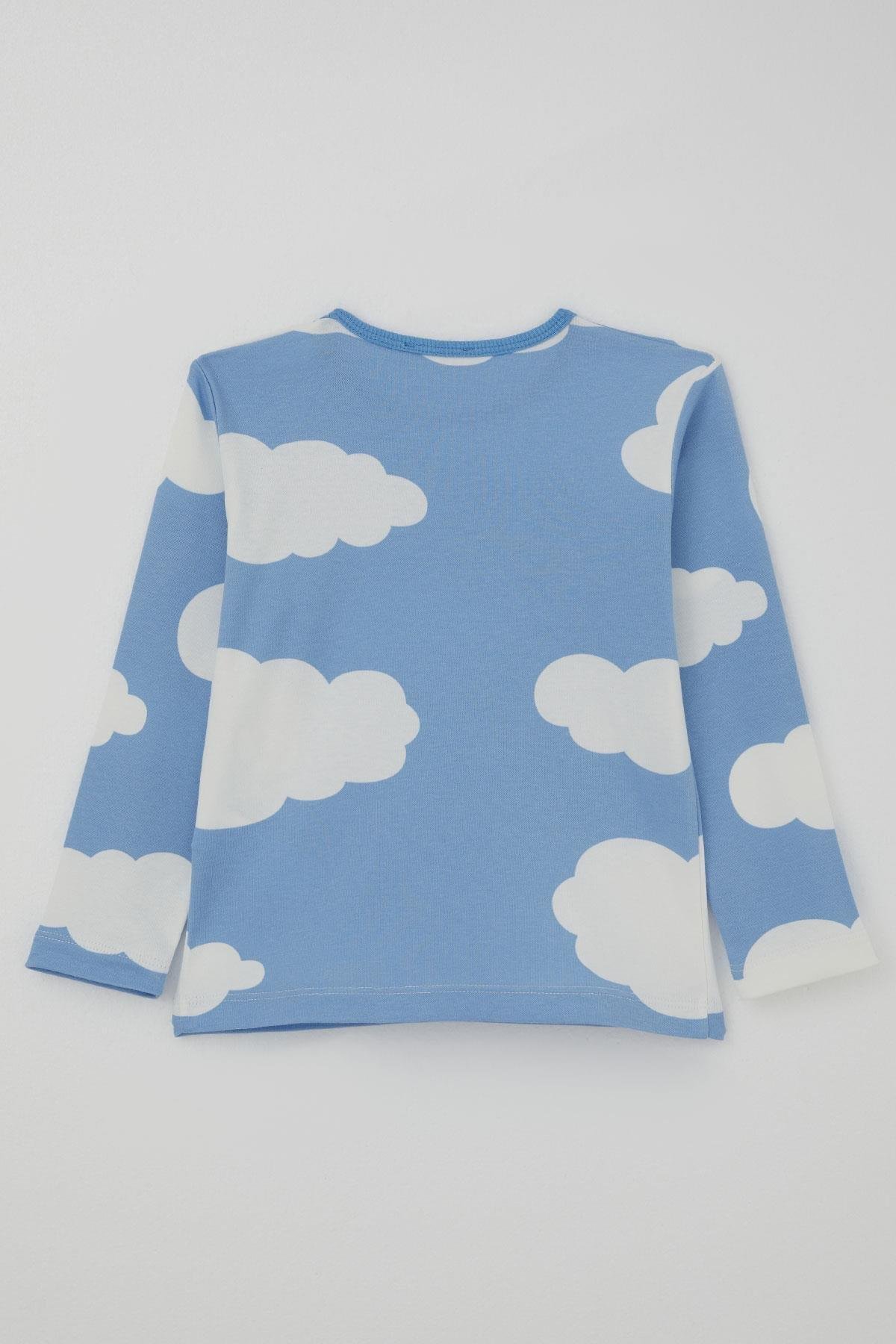 Breeze Erkek Çocuk Pijama Takımı Bulut Desenli Mavi (1-3 Yaş)