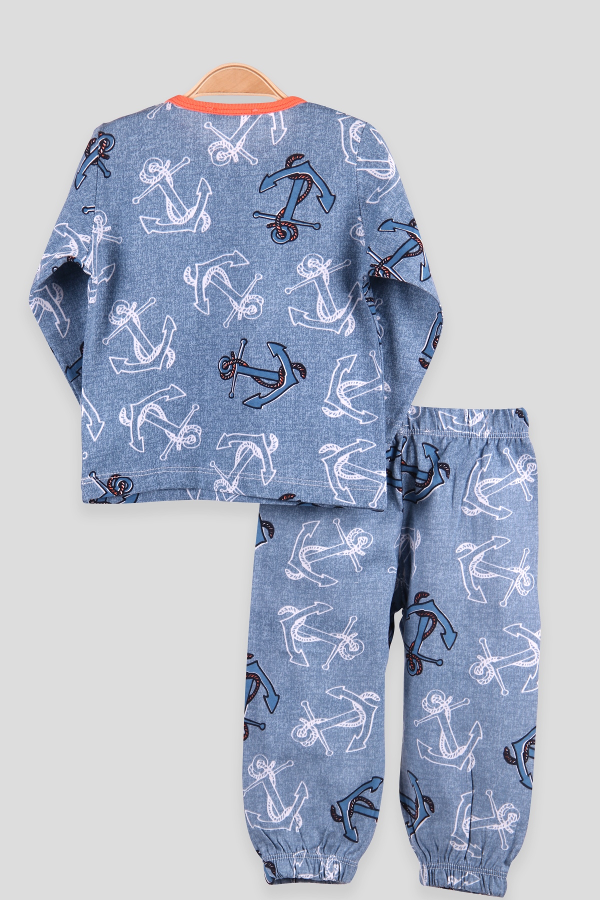 Breeze Erkek Çocuk Pijama Takımı Çapa Desenli Mavi (1-4 Yaş)