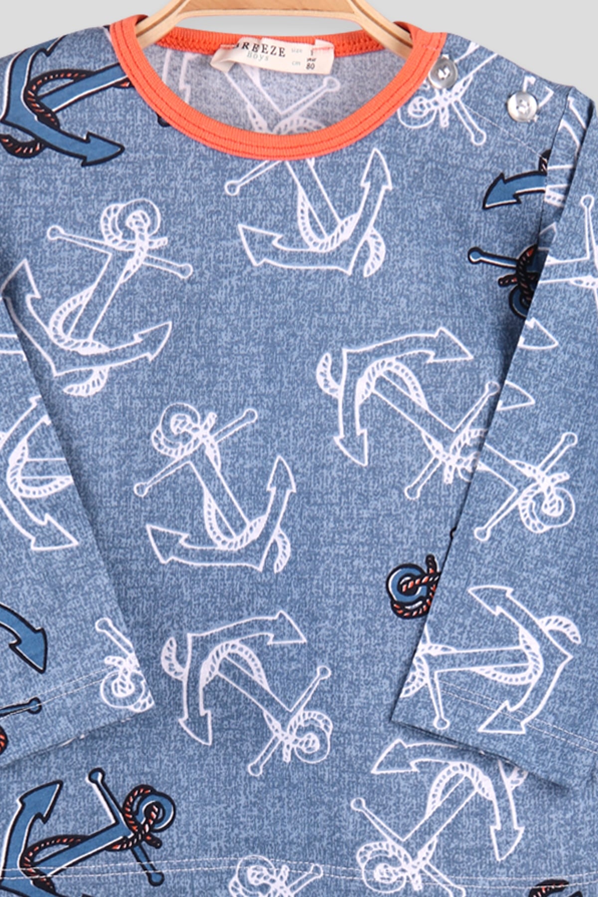 Breeze Erkek Çocuk Pijama Takımı Çapa Desenli Mavi (1-4 Yaş)
