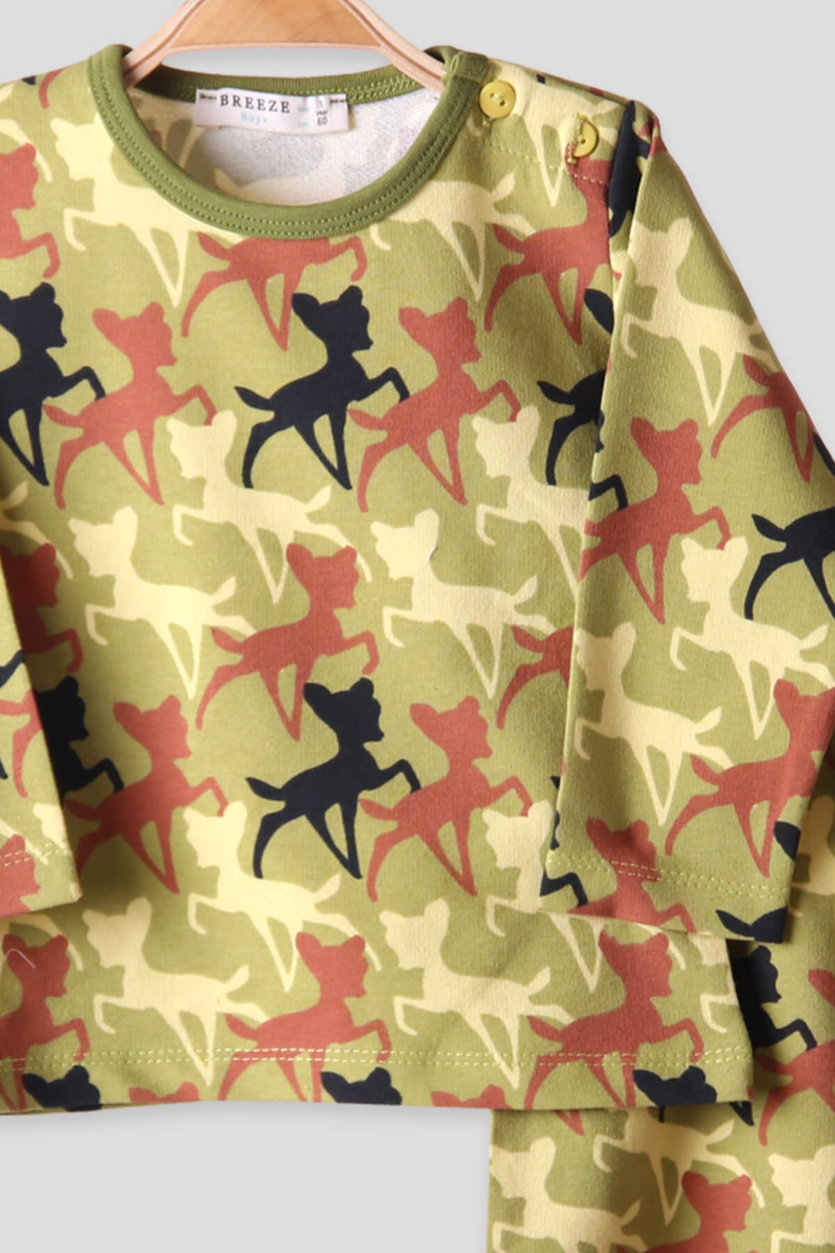 Breeze Erkek Çocuk Pijama Takımı Ceylanlı Yeşil (1-4 Yaş)