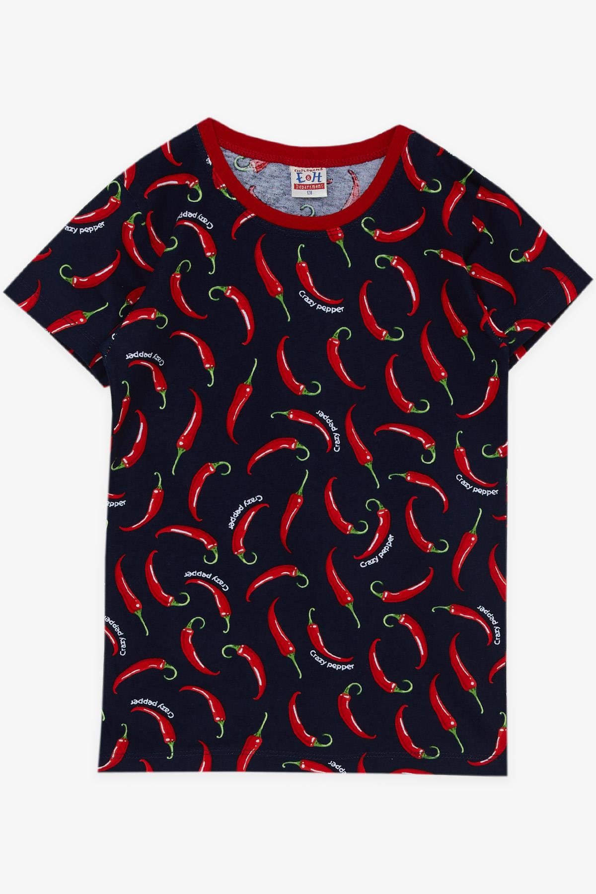 Breeze Erkek Çocuk Pijama Takımı Çılgın Biber Desenli Lacivert (4-8 Yaş)