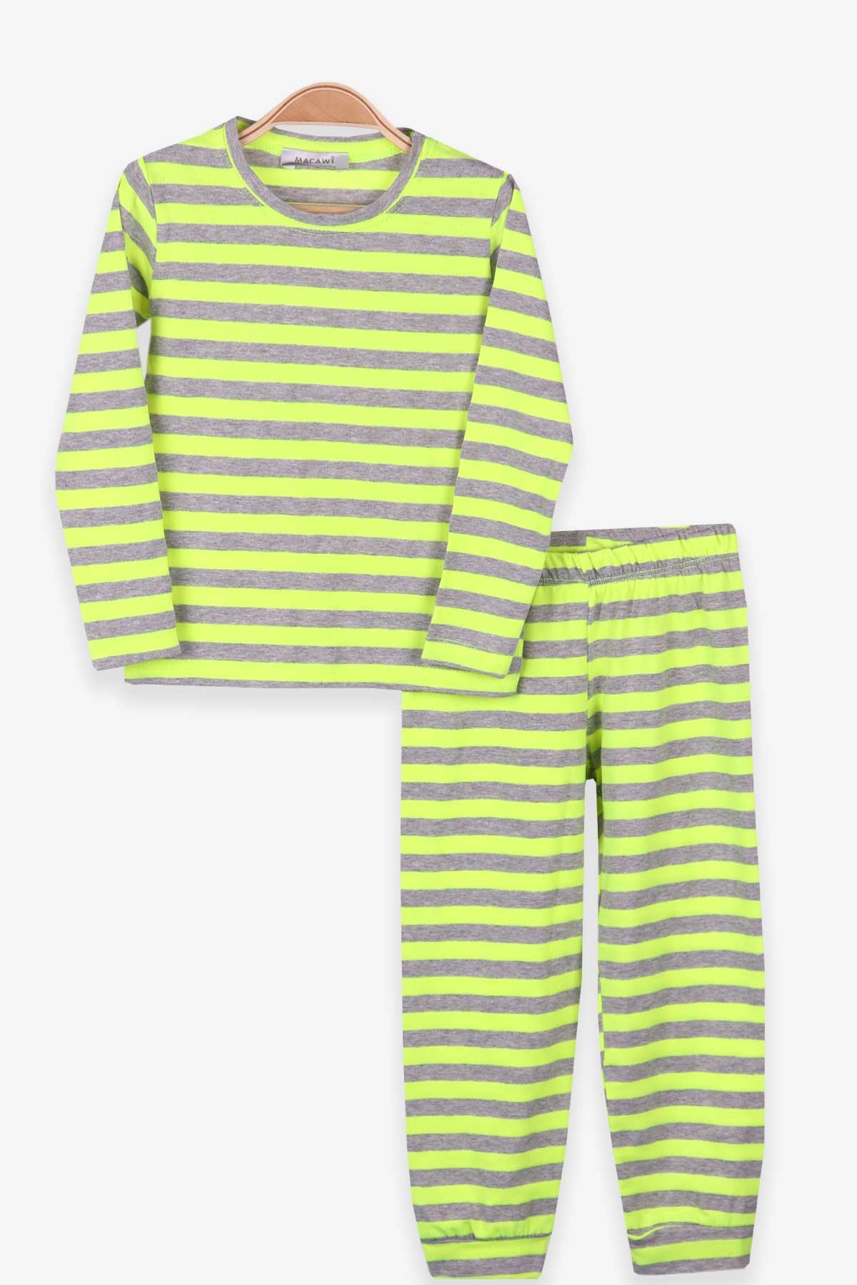 Breeze Erkek Çocuk Pijama Takımı Çizgili Neon Yeşil (1.5-5 Yaş)