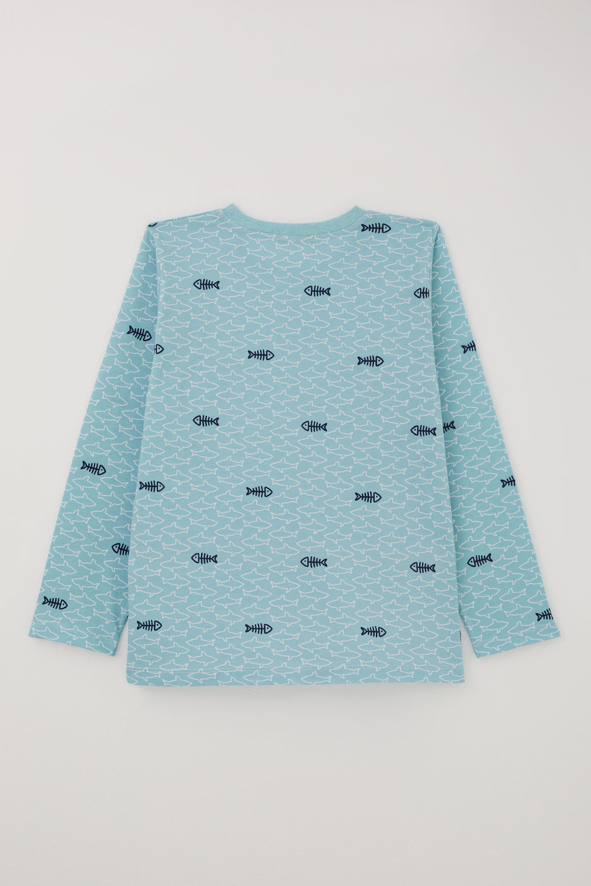 Breeze Erkek Çocuk Pijama Takımı Deniz Temalı Köpekbalığı Desenli Turkuaz (4-8 Yaş)