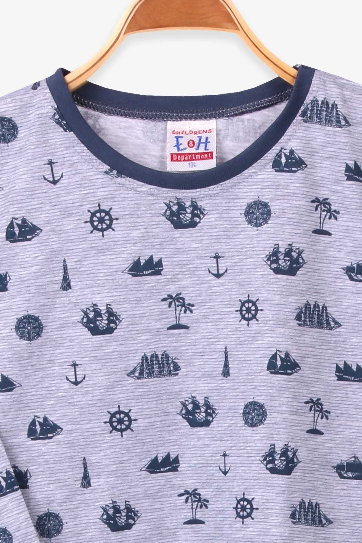 Breeze Erkek Çocuk Pijama Takımı Denizci Temalı Gri (4-8 Yaş)