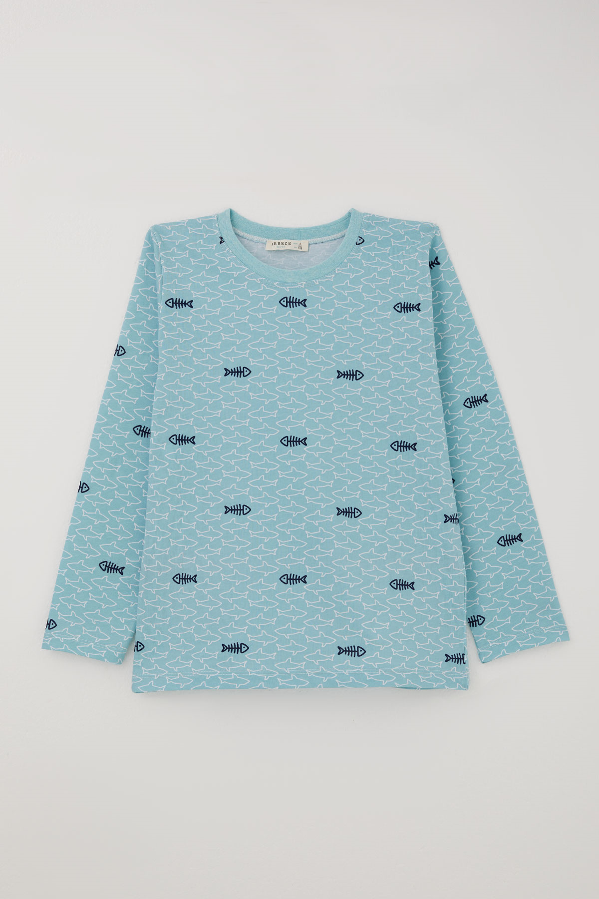 Breeze Erkek Çocuk Pijama Takımı Deniz Temalı Köpekbalığı Desenli Turkuaz (4-8 Yaş)