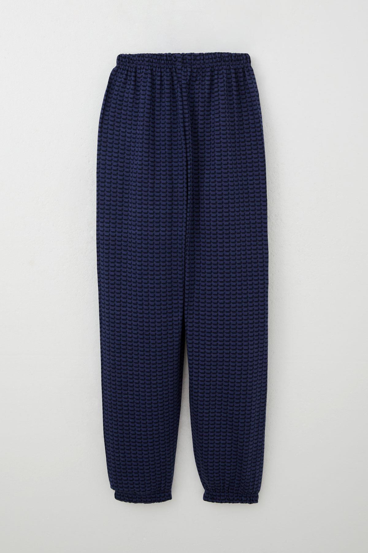 Breeze Erkek Çocuk Pijama Takımı Desenli Bel Kısmı Paçası Lastikli Lacivert (9-12 Yaş)