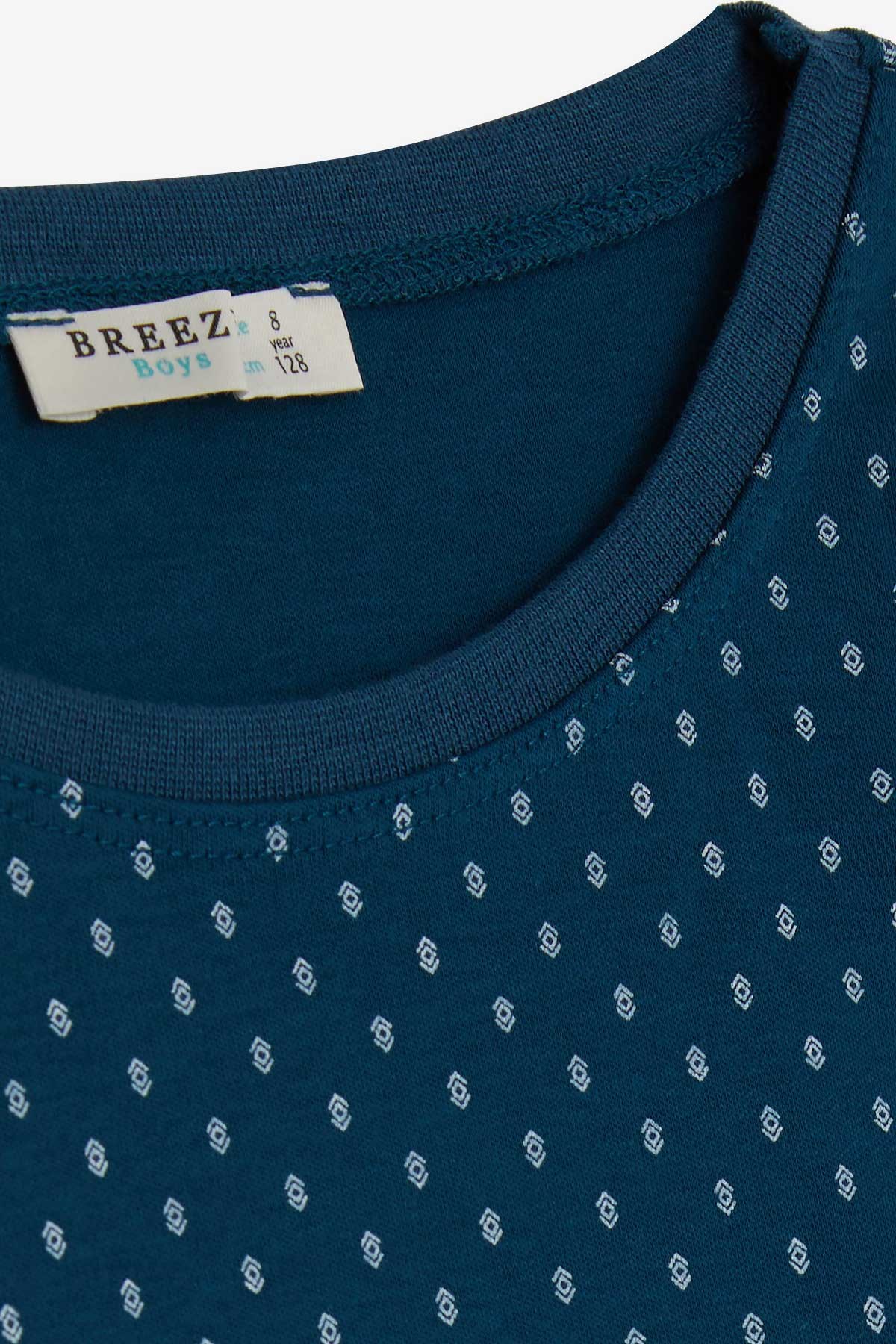 Breeze Erkek Çocuk Pijama Takımı Desenli Koyu Mavi (4-8 Yaş)