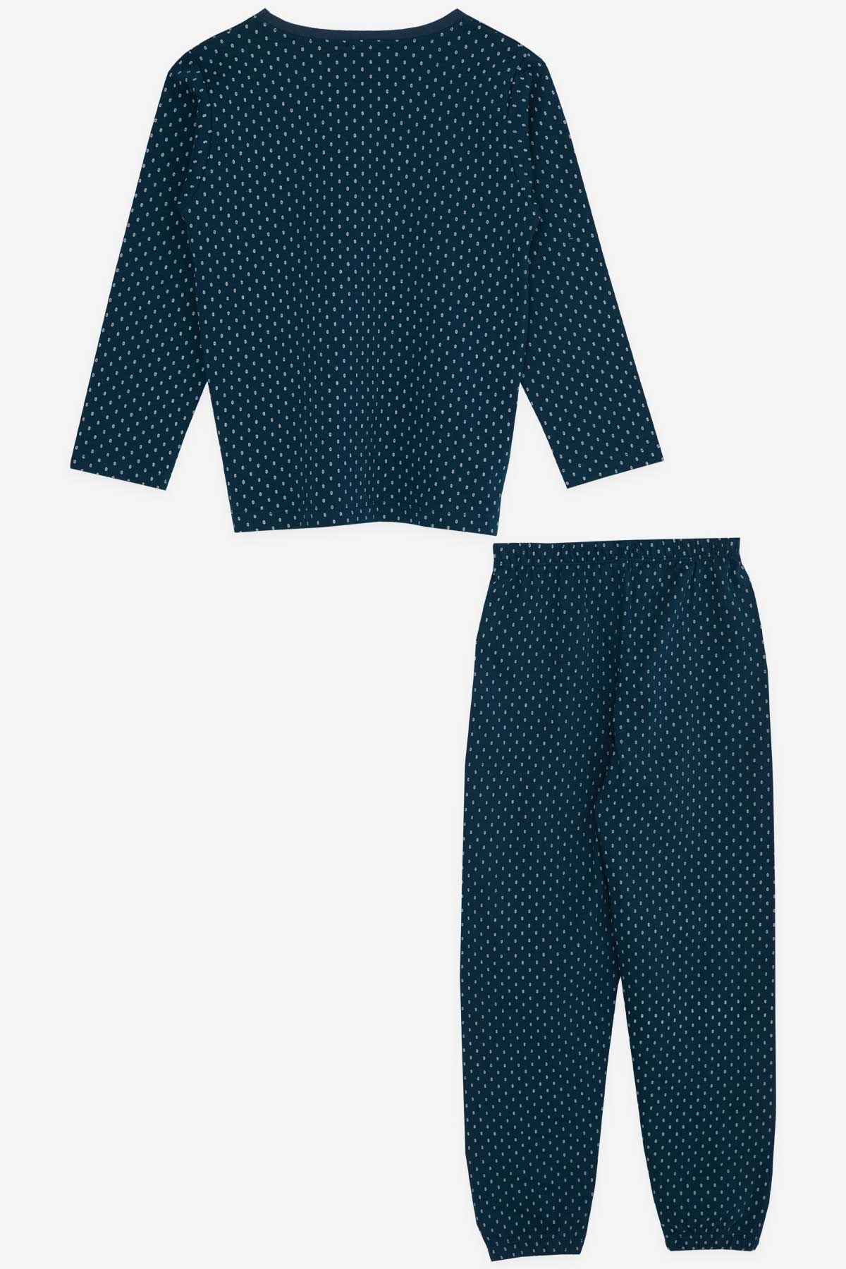 Breeze Erkek Çocuk Pijama Takımı Desenli Koyu Mavi (4-8 Yaş)